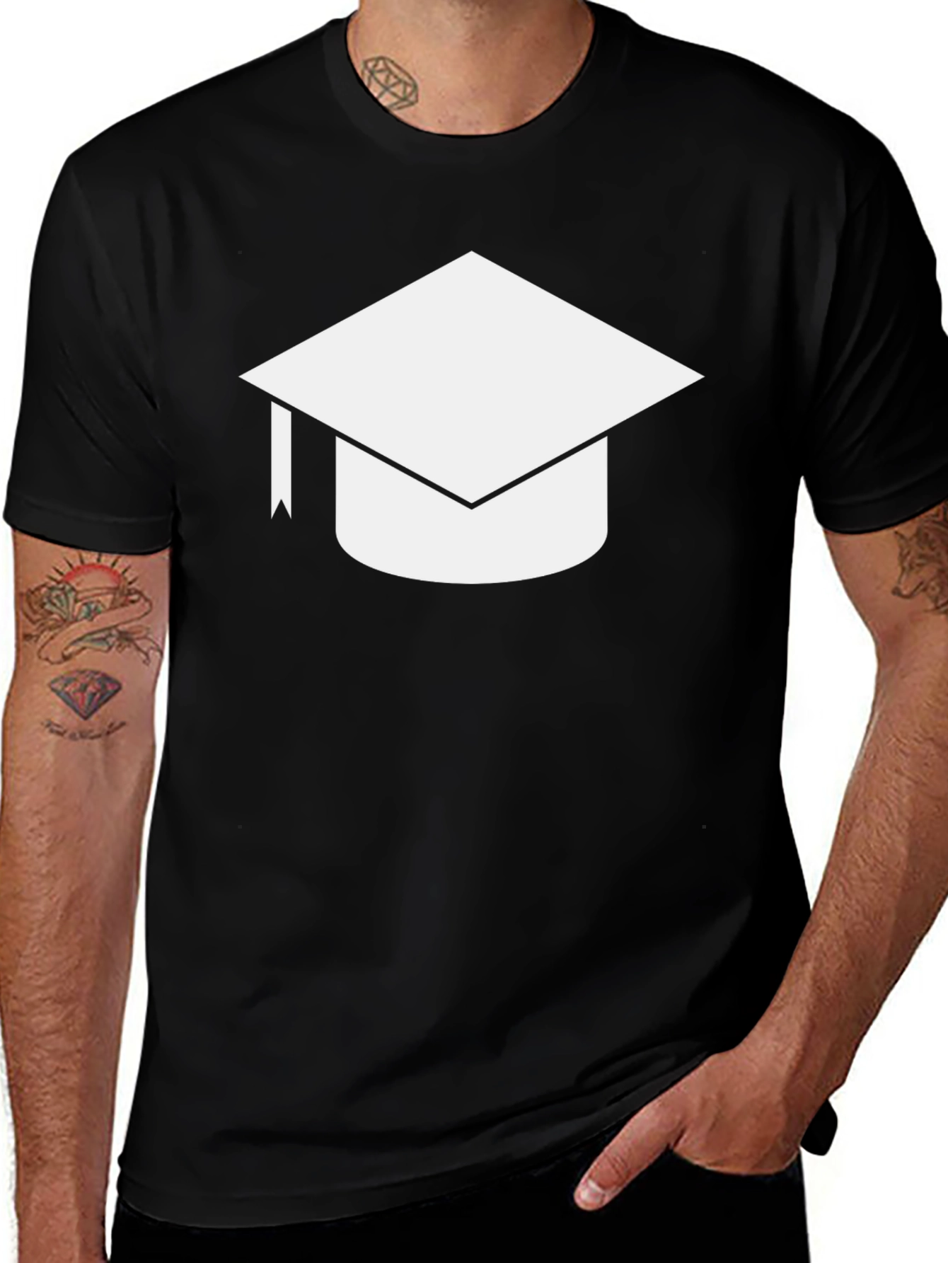 Variant 10 of Graduation Cap Graphic Black T-Shirt