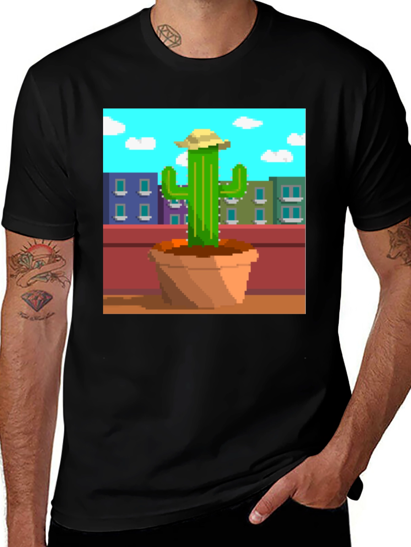 Variant 18 of Pixel Cactus T-Shirt - Retro Gaming Style