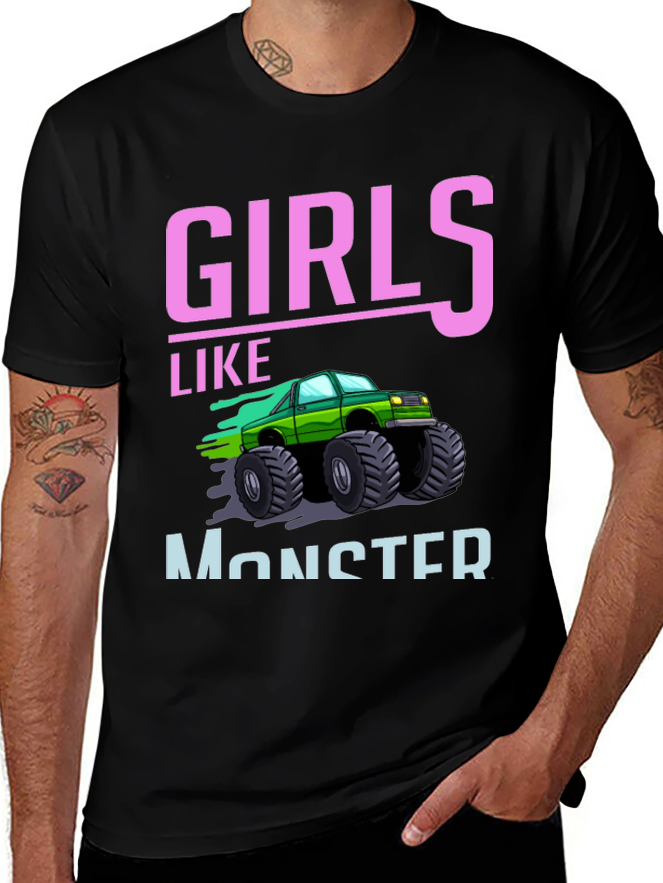 Variant 25 of Girls Like Monster Trucks Graphic Tee