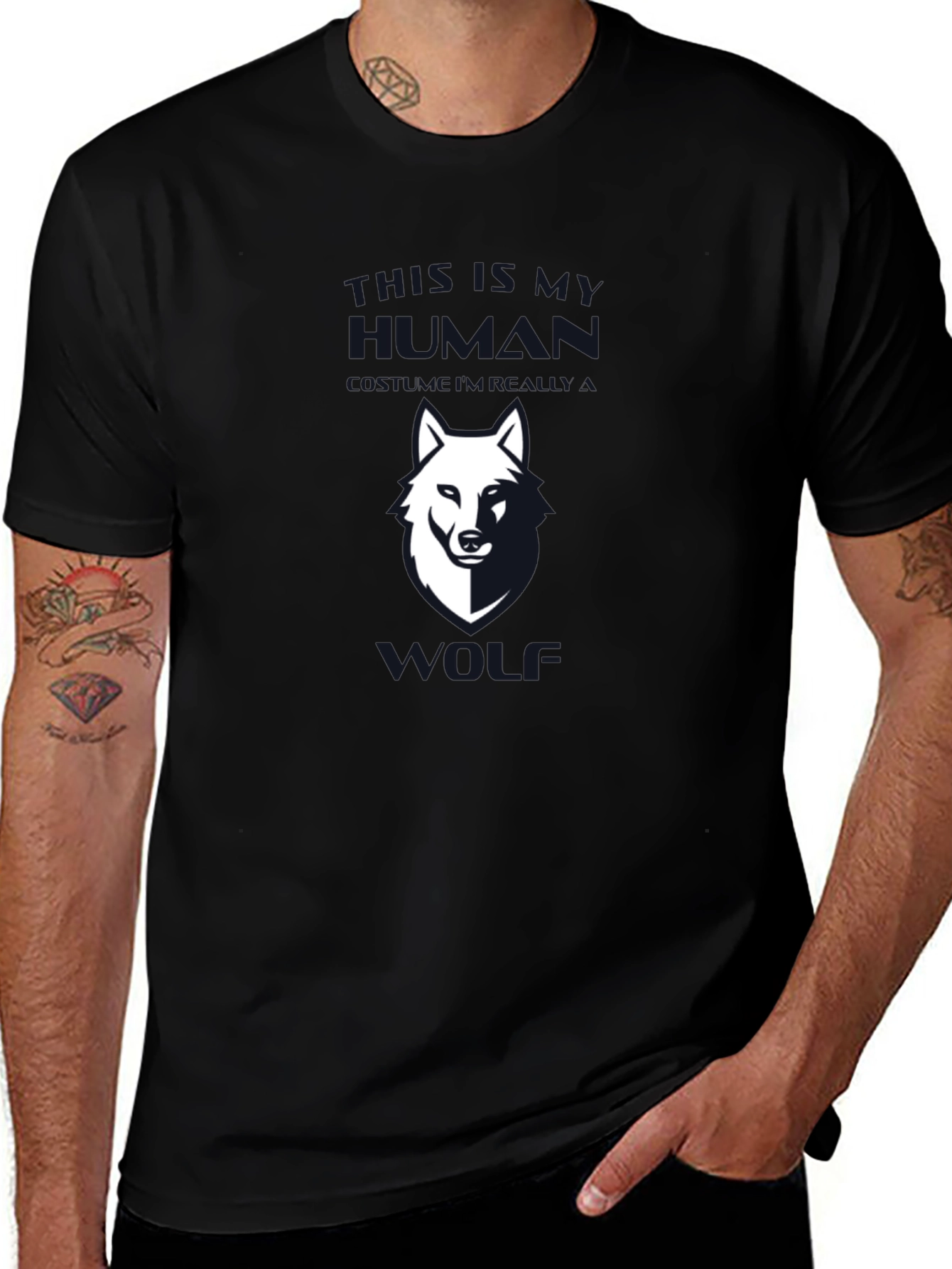Variant 6 of Black Wolf Graphic Tee - Casual Style