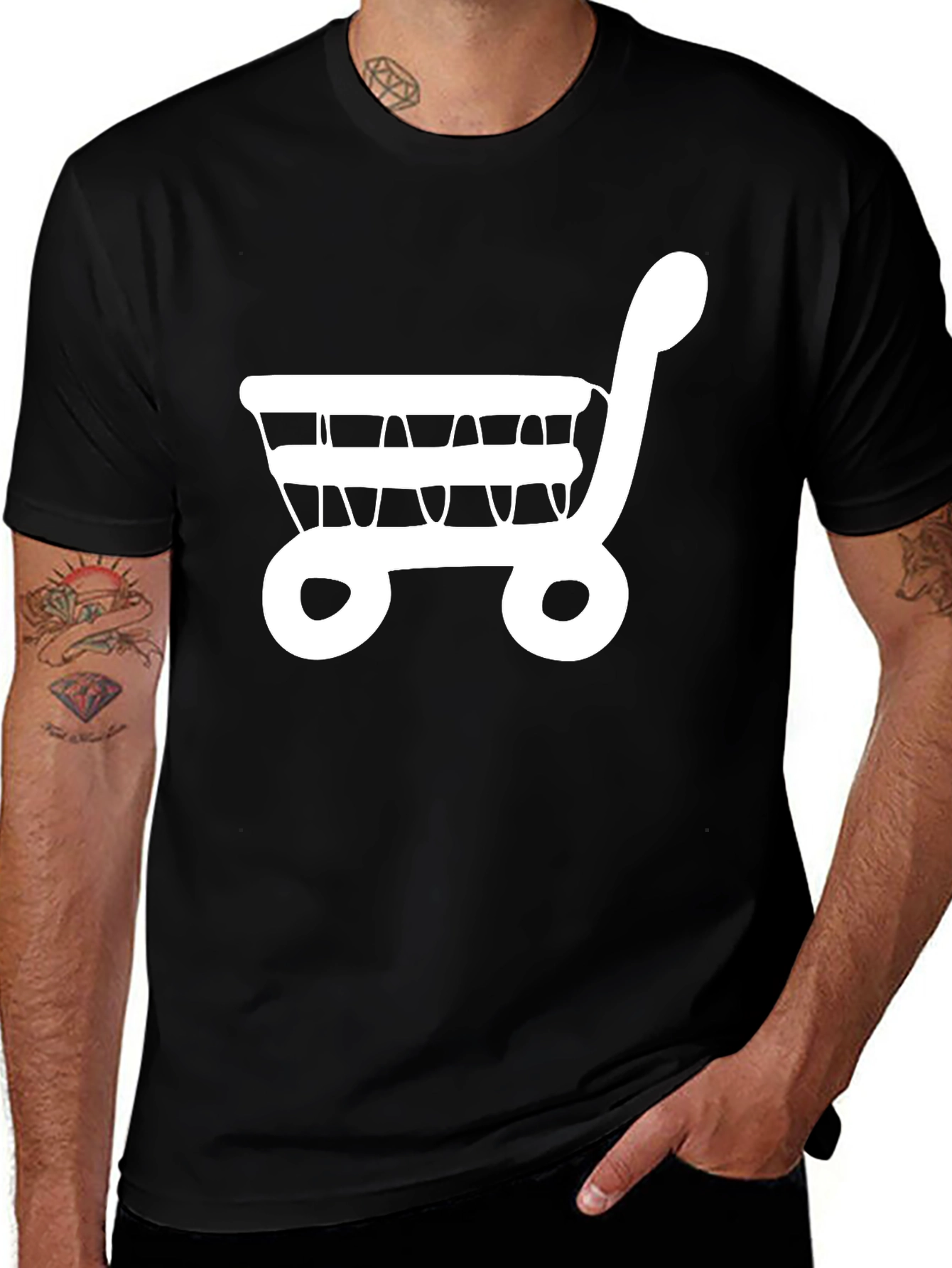Variant 13 of Shopping Cart Graphic Tee - Black Cotton T-Shirt
