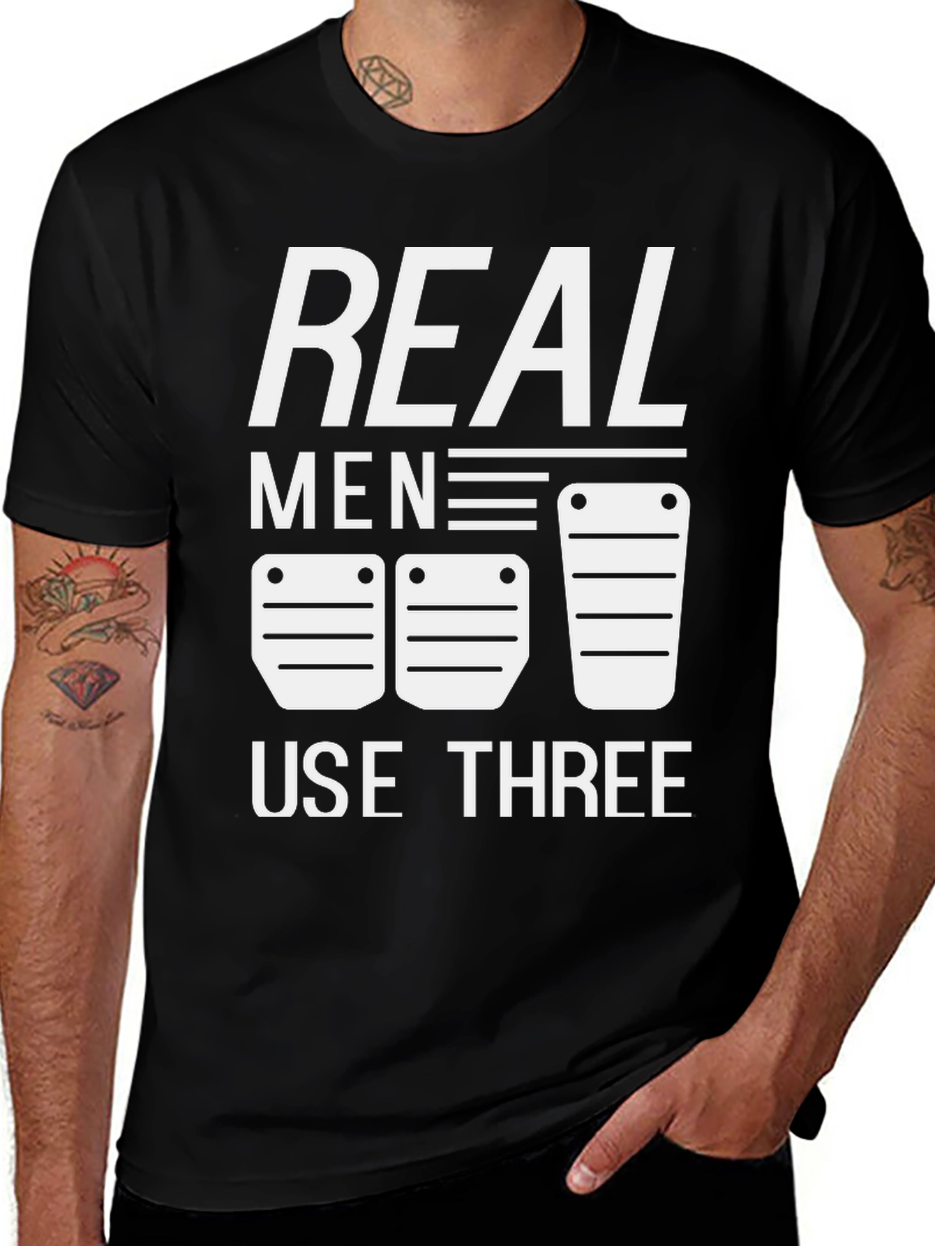 Real Men Use Three Pedals T-Shirt Manual Transmission Car