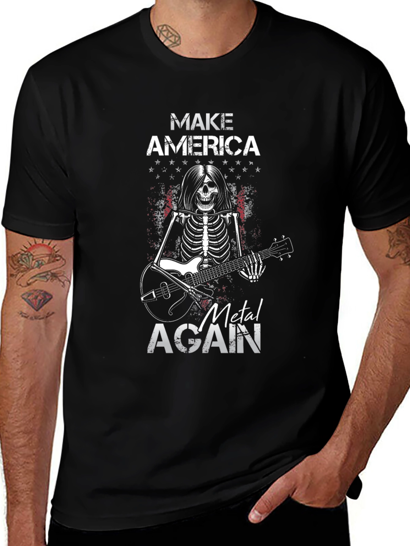 Variant 20 of Make America Metal Again T-Shirt - Rock Skeleton Guitarist
