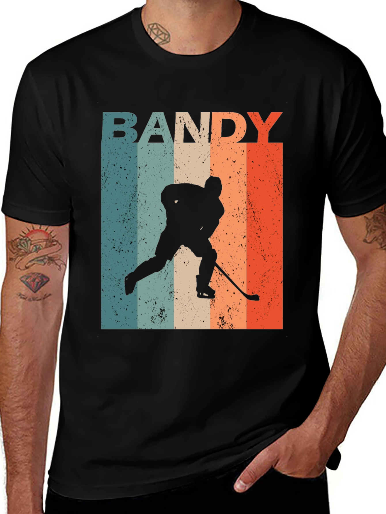 Variant 23 of Retro Bandy Player T-Shirt - Vintage Hockey Tee