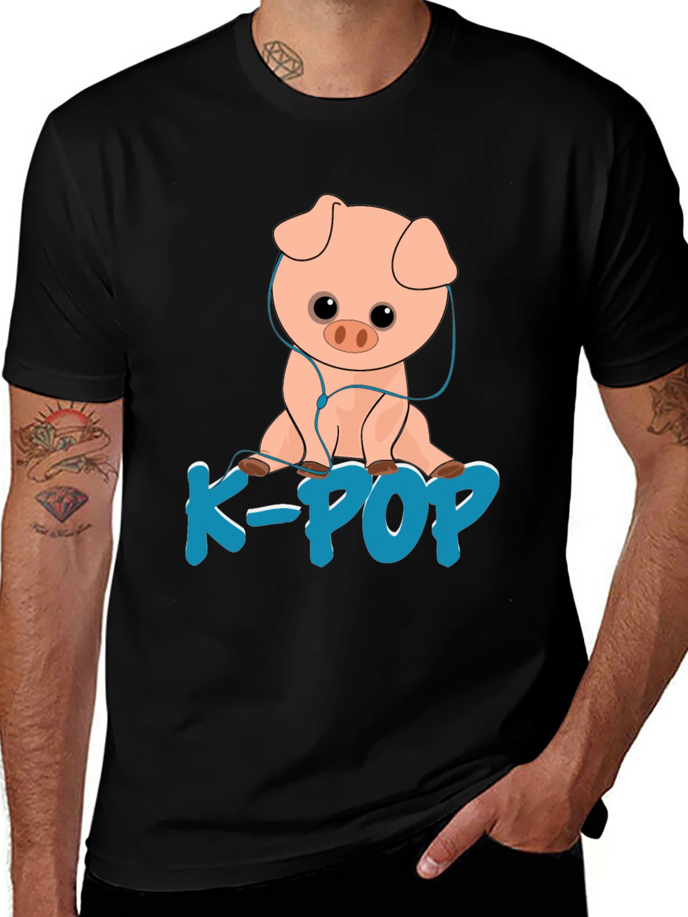 Variant 26 of K-Pop Pig T-Shirt - Cute Cartoon Animal Tee