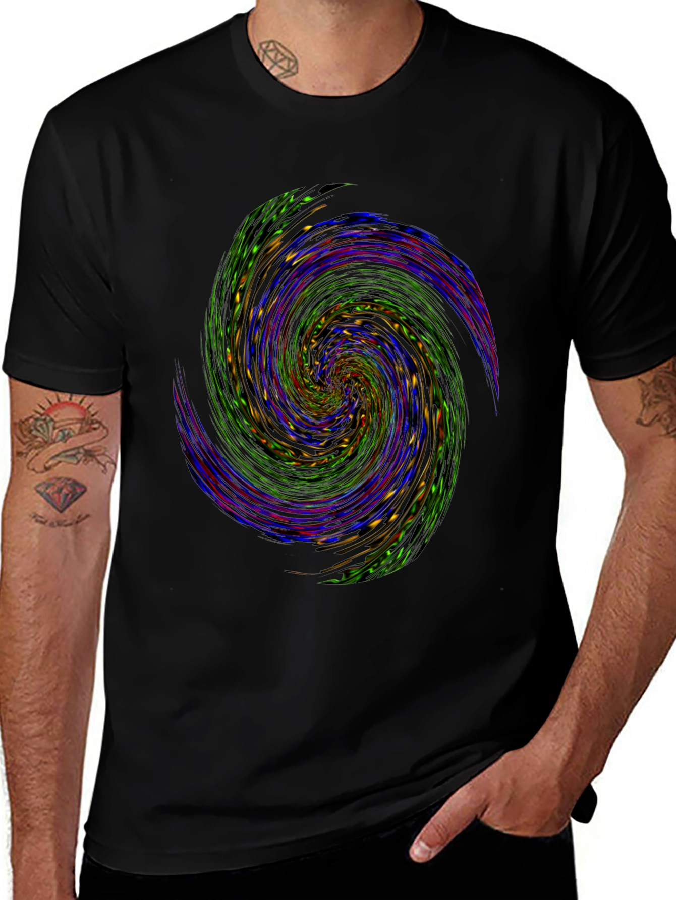 Vortex Spin Graphic Tee - Black Cotton Comfort