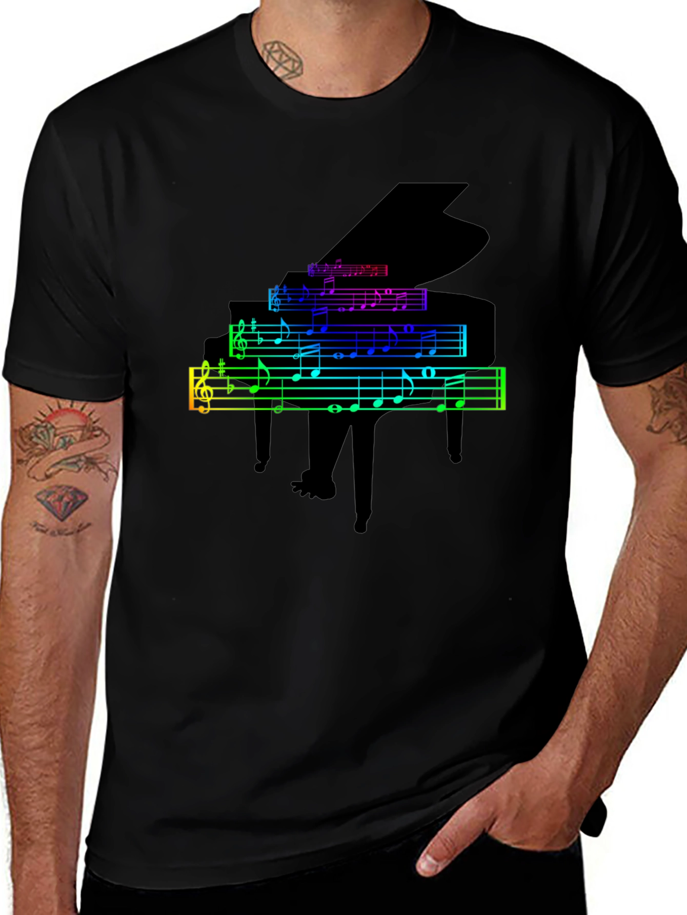 Variant 28 of Piano Keys Rainbow Music T-Shirt