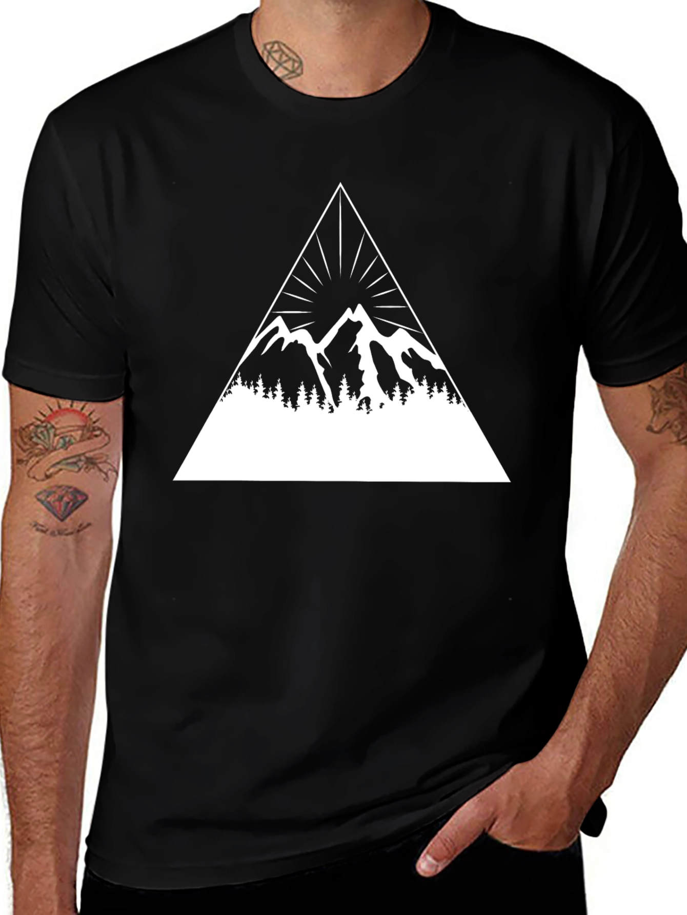Variant 11 of Mountain Peak Graphic Tee - Black Cotton Blend