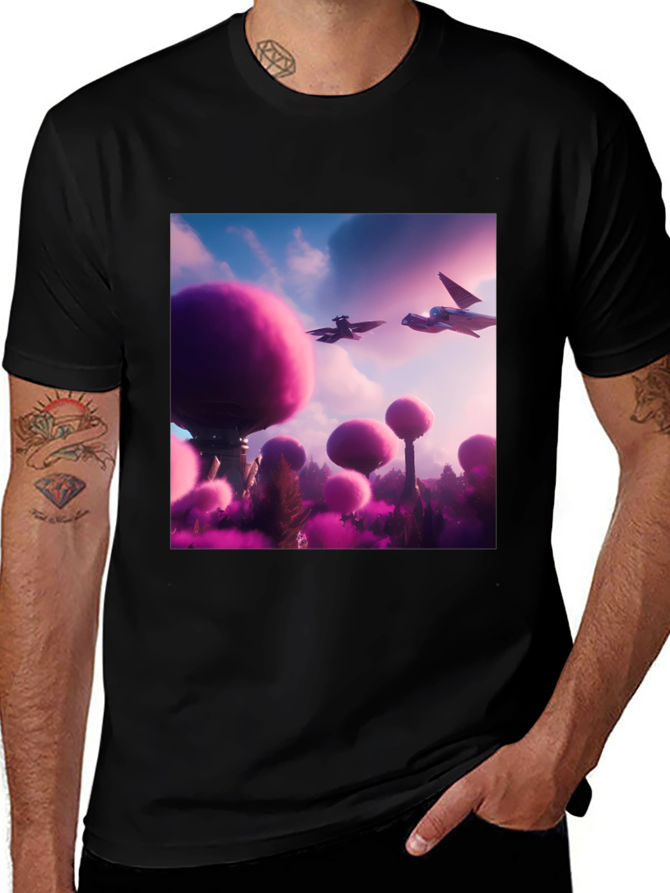 Variant 15 of Sci-Fi Landscape Black T-Shirt