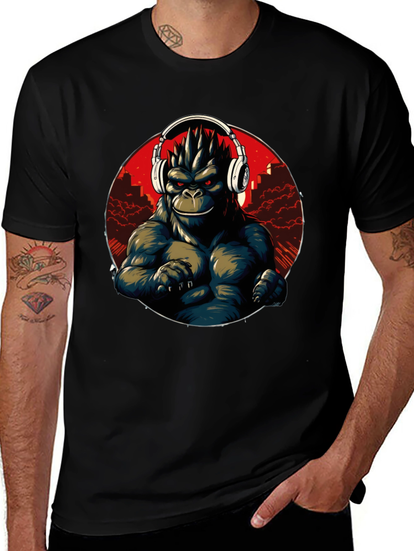 Variant 4 of Gorilla DJ Black T-Shirt