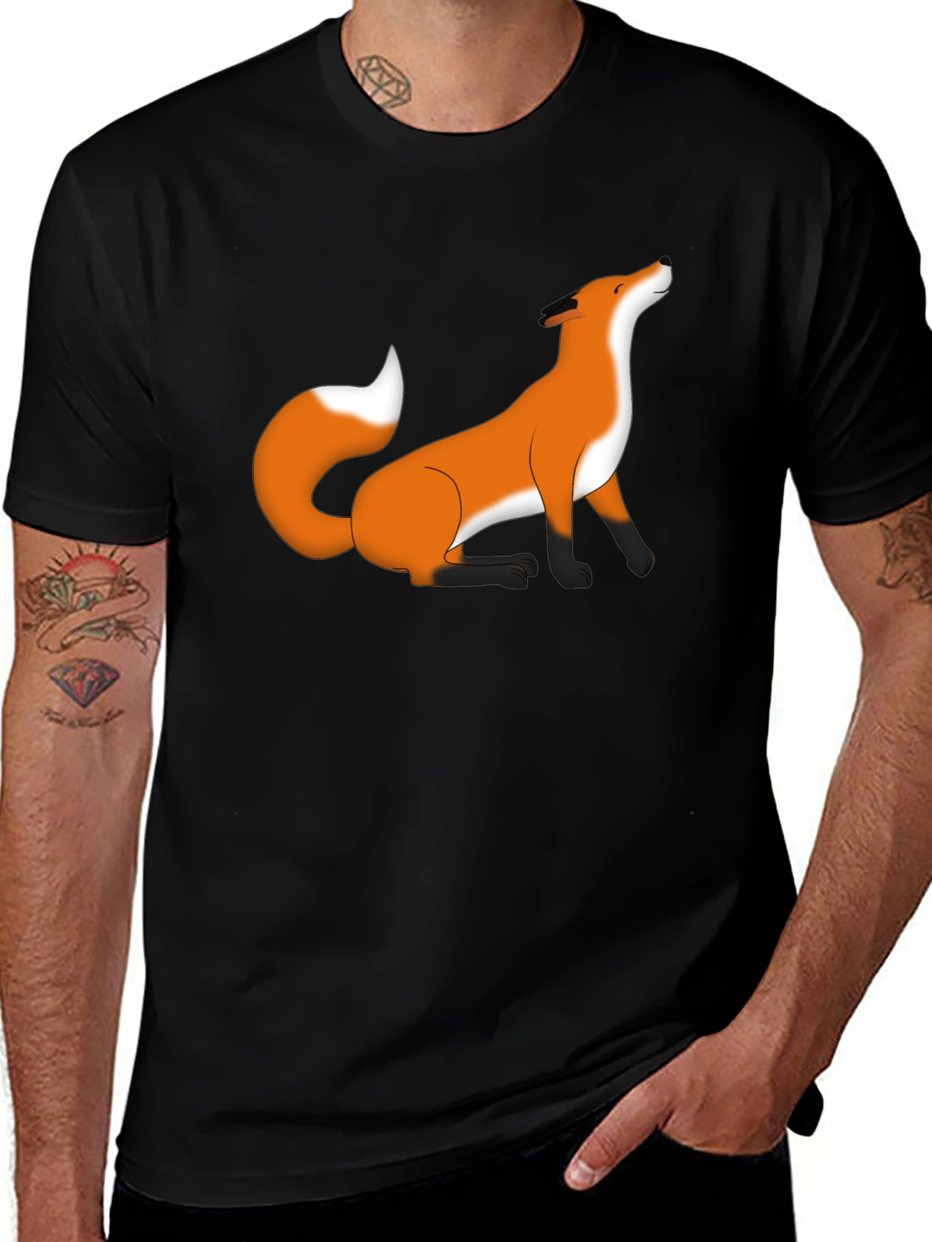 Variant 7 of Fox Graphic Black T-Shirt - Unique Animal Print