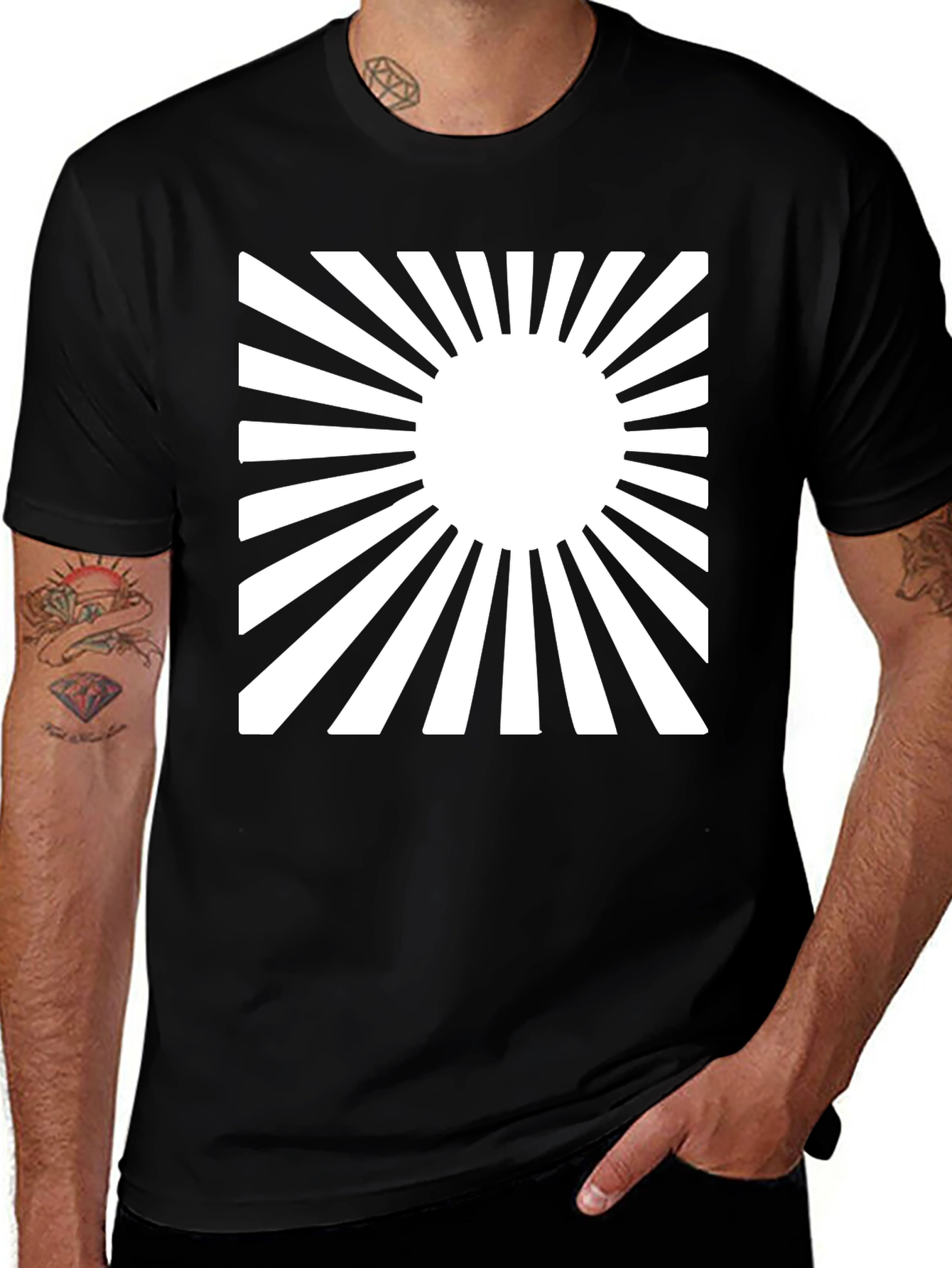 Variant 16 of Rising Sun Graphic Tee - Black Cotton Casual Shirt