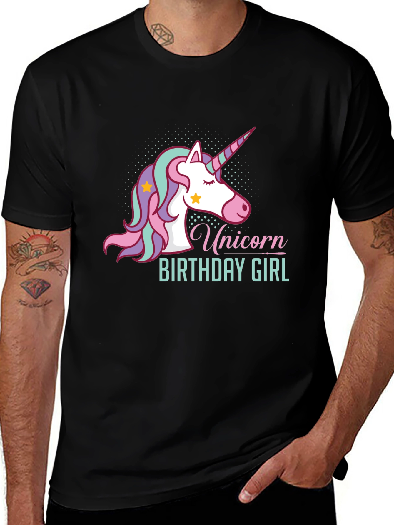 Variant 8 of Unicorn Birthday Girl Black T-Shirt