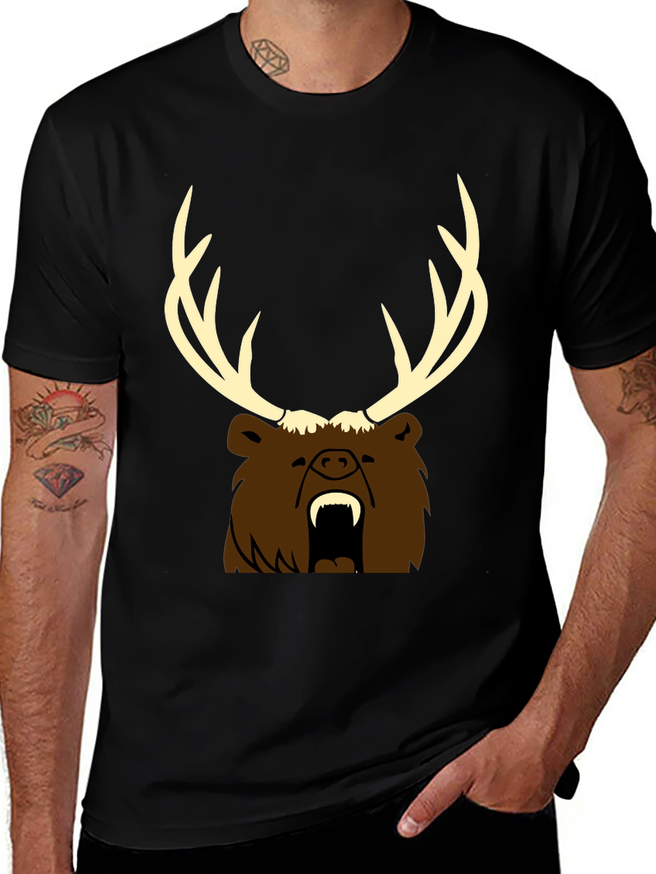Variant 22 of Bear with Antlers Graphic Tee