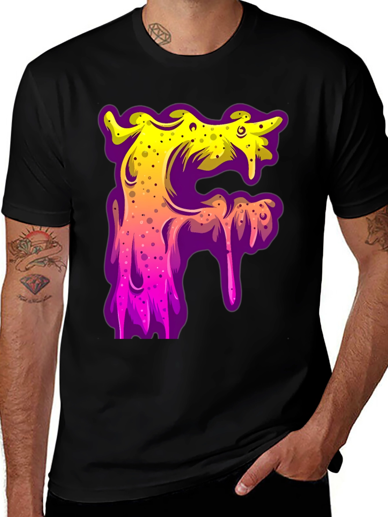Variant 9 of Melting Letter F Graphic Tee - Cool Artistic Design