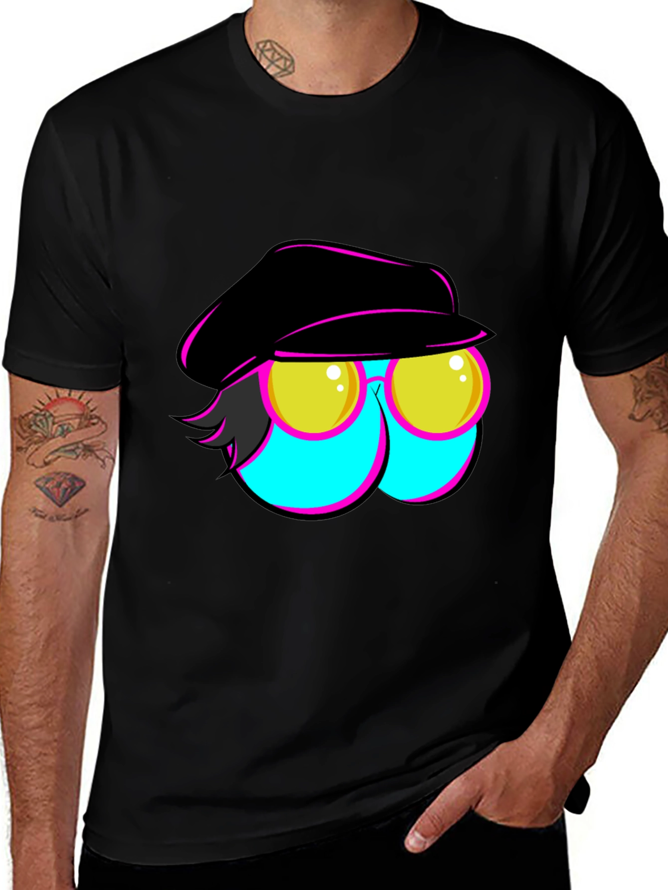 Variant 14 of Cool Cartoon Graphic Tee - Black