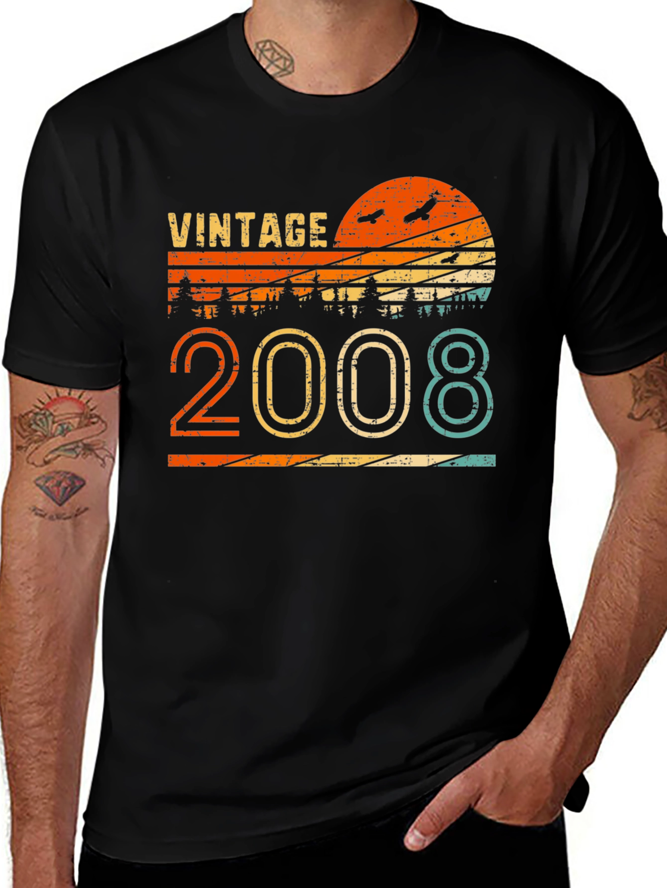 Variant 8 of Vintage 2008 T-Shirt, Retro Sunset Design