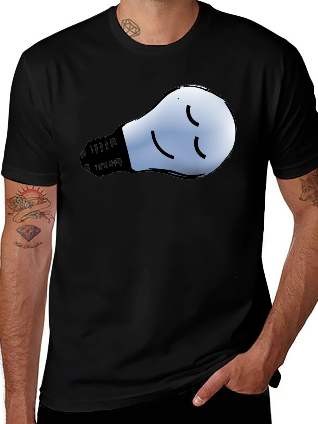 Variant 22 of Black T-Shirt with Sleeping Light Bulb Graphic