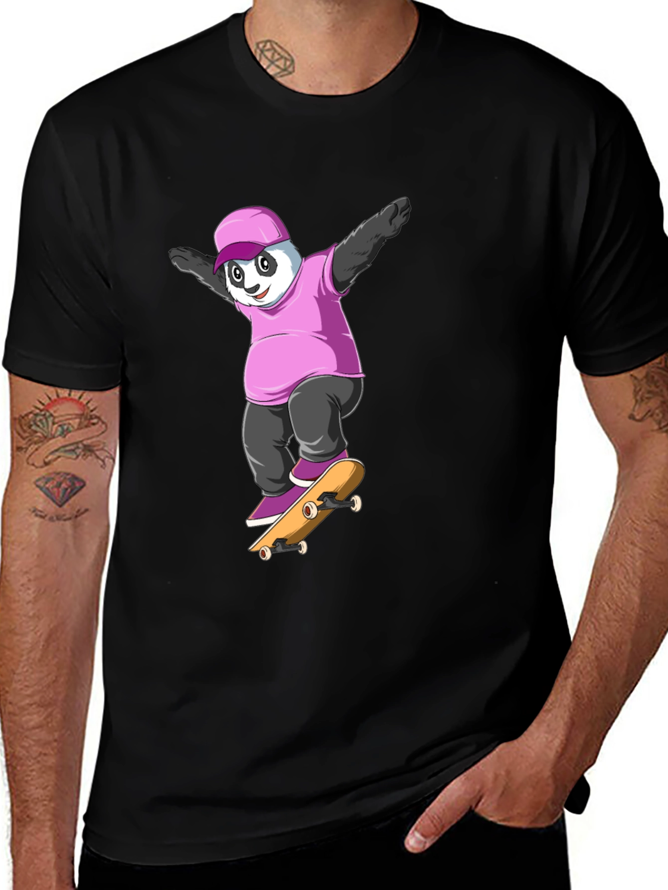 Variant 2 of Panda Skateboard Graphic T-Shirt