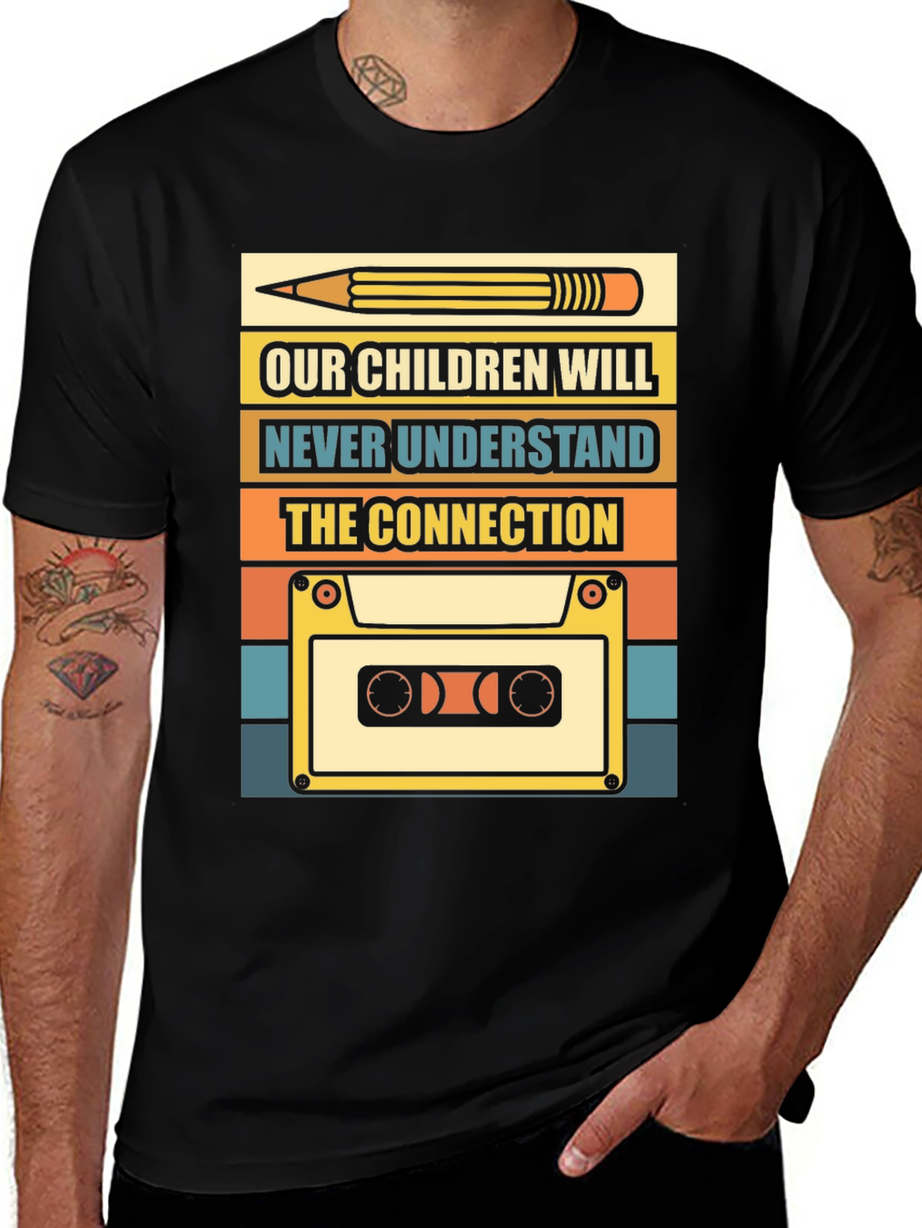 Variant 19 of Retro Cassette Tape & Pencil T-Shirt