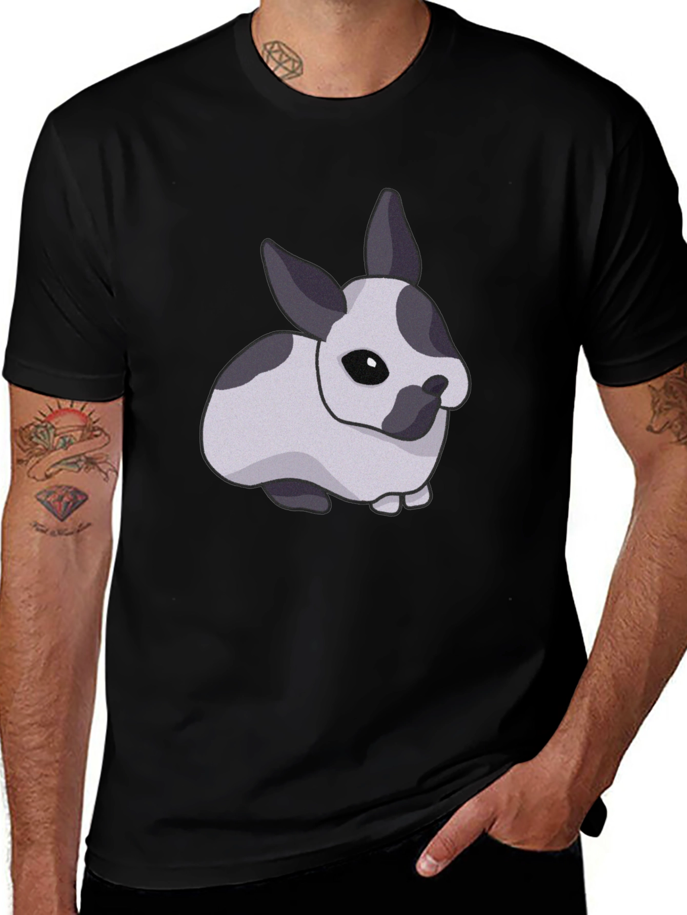 Variant 22 of Cute Bunny Graphic Tee - Soft Cotton Black Shirt