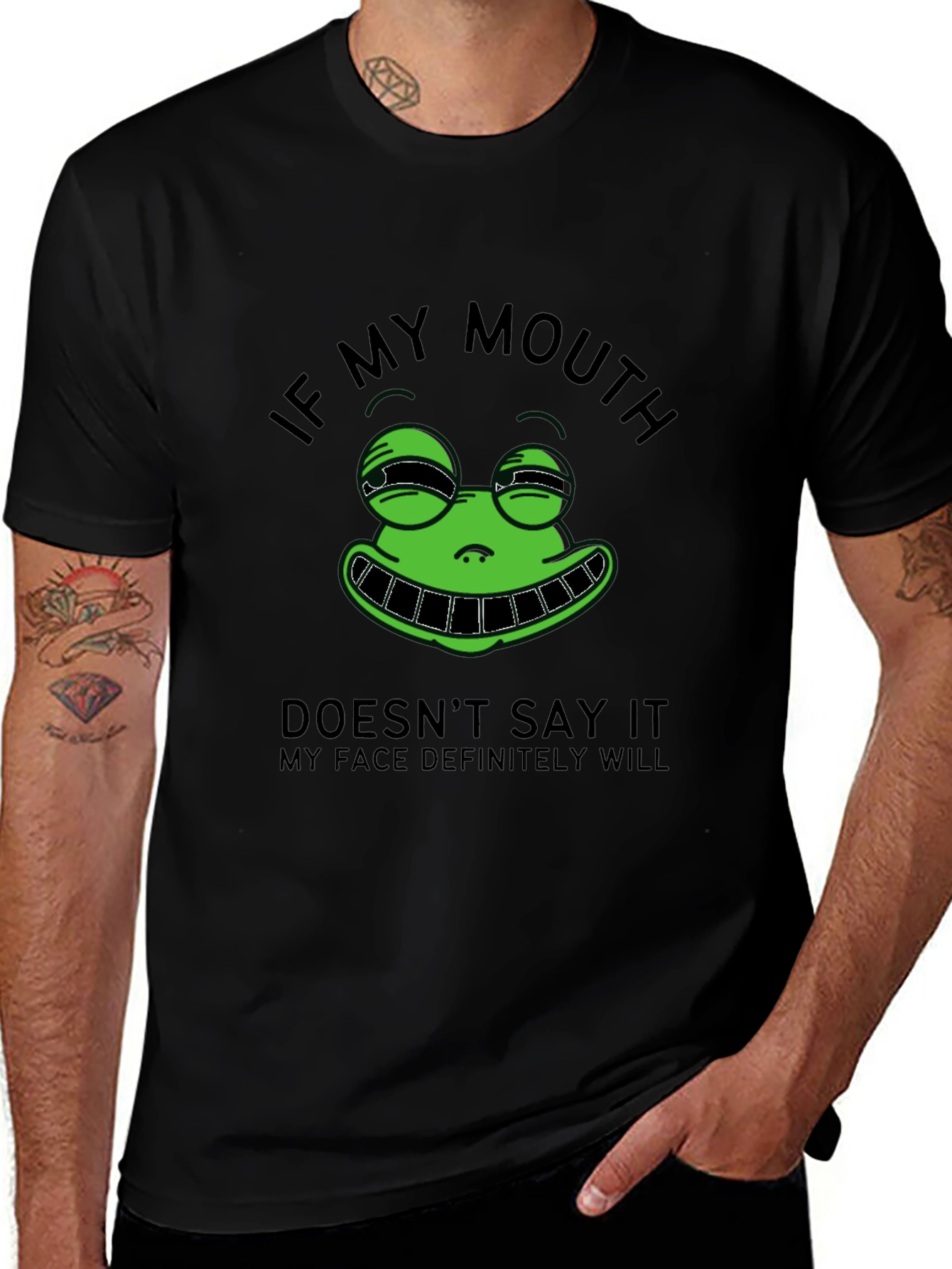 Variant 30 of Funny Frog Face T-Shirt: If My Mouth Doesn't Say It