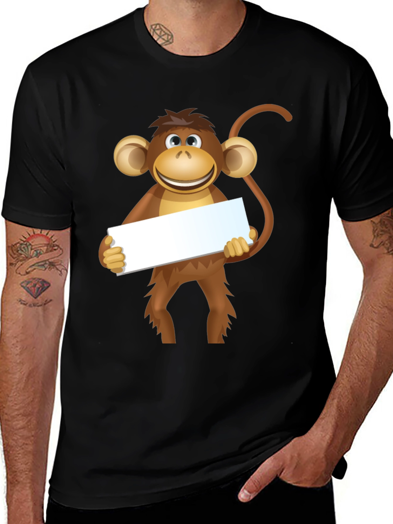 Variant 9 of Monkey Graphic Tee - Black Cotton T-Shirt