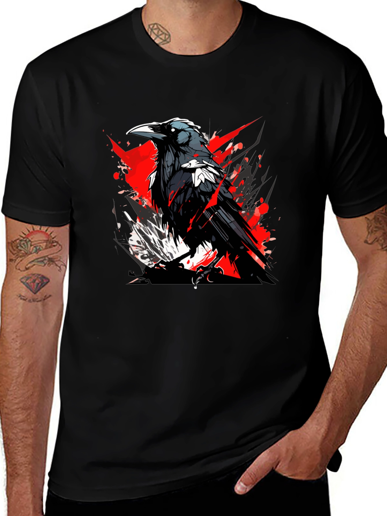 Variant 11 of Raven Graphic Print Black T-Shirt