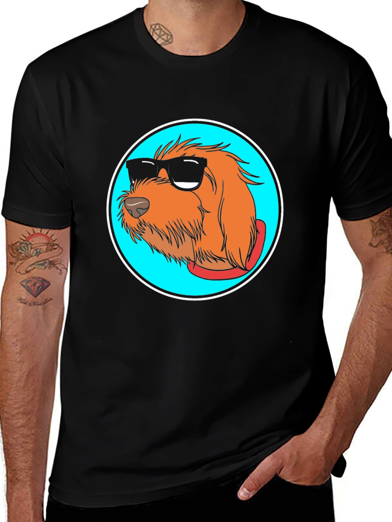 Variant 30 of Cool Dog Graphic Tee - Black Cotton Blend