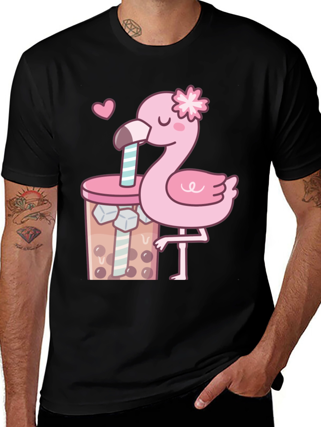 Variant 28 of Cute Flamingo Bubble Tea Graphic Tee