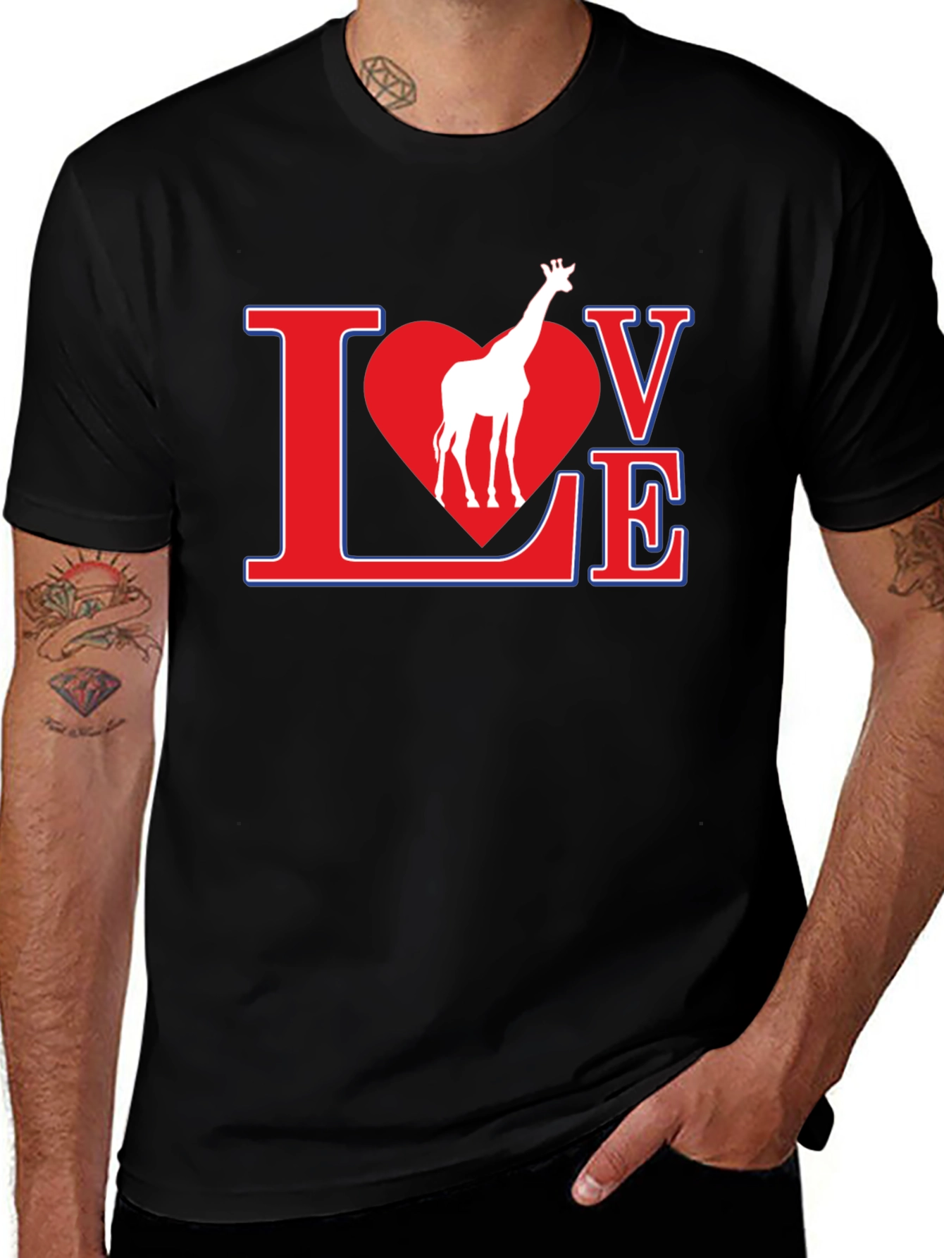 Variant 17 of Giraffe Love Graphic T-Shirt - Black