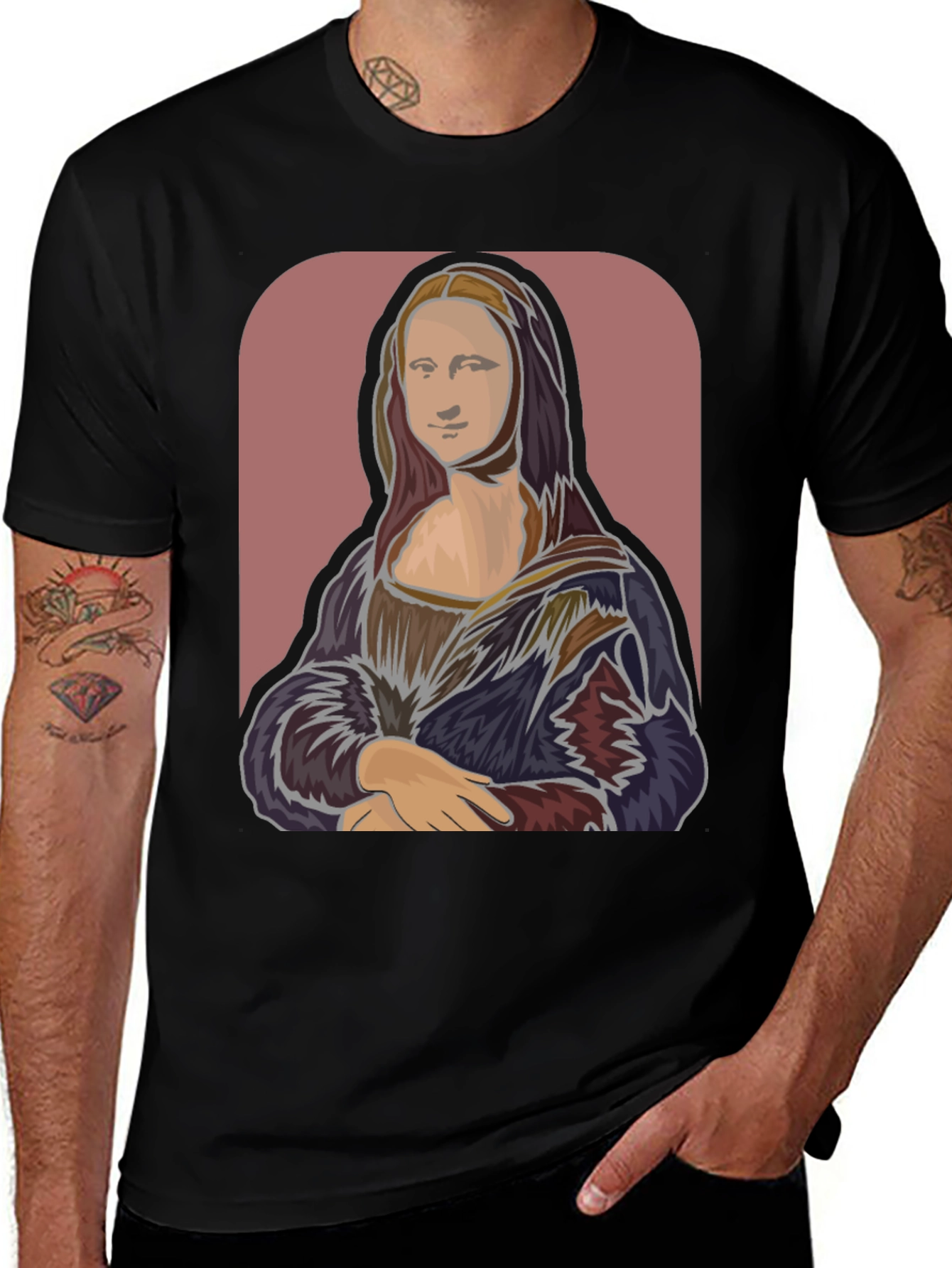 Variant 24 of Mona Lisa Graphic Tee - Black Cotton T-Shirt