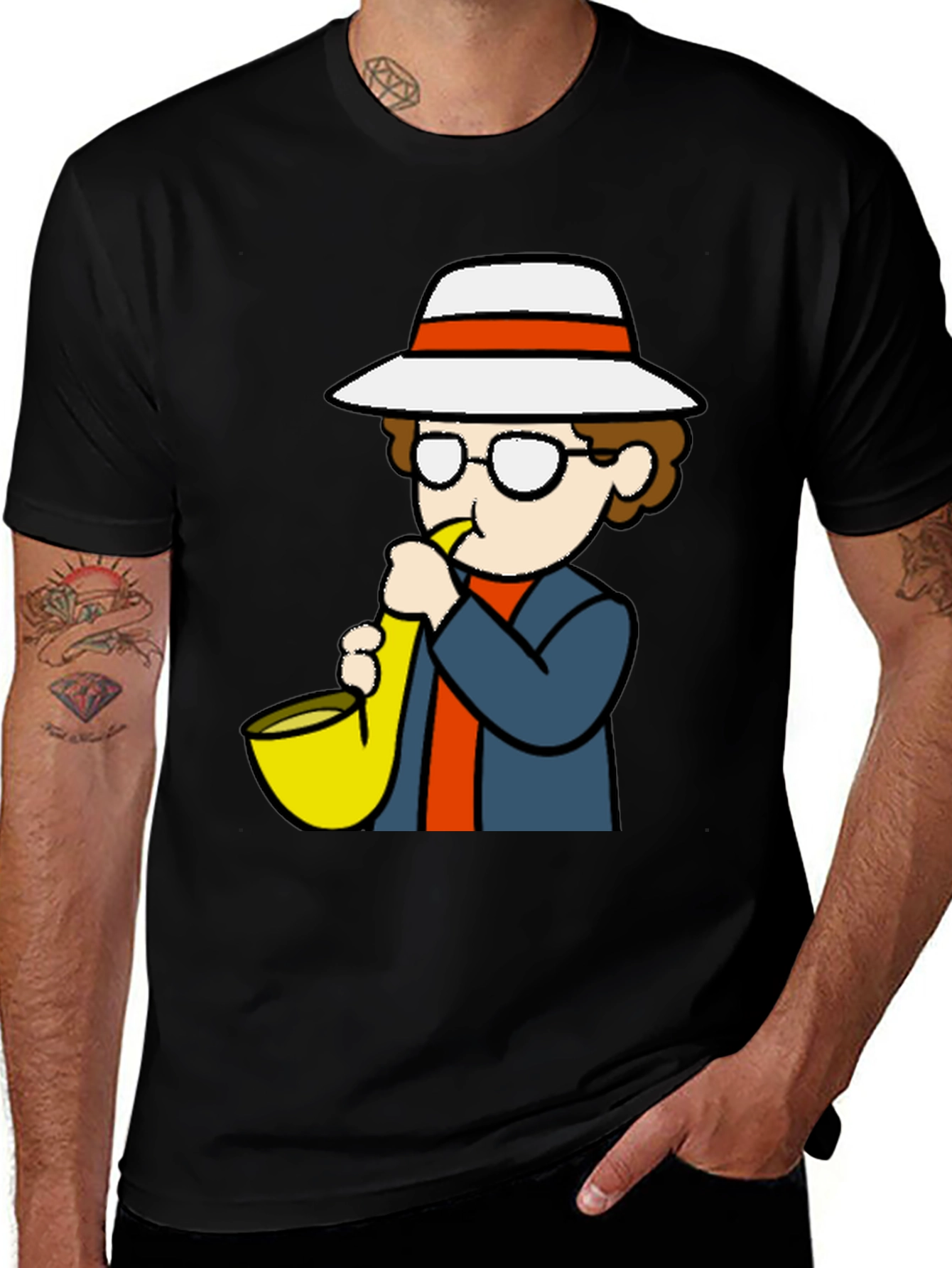 Variant 27 of Cartoon Sax Player T-Shirt - Cool Graphic Tee