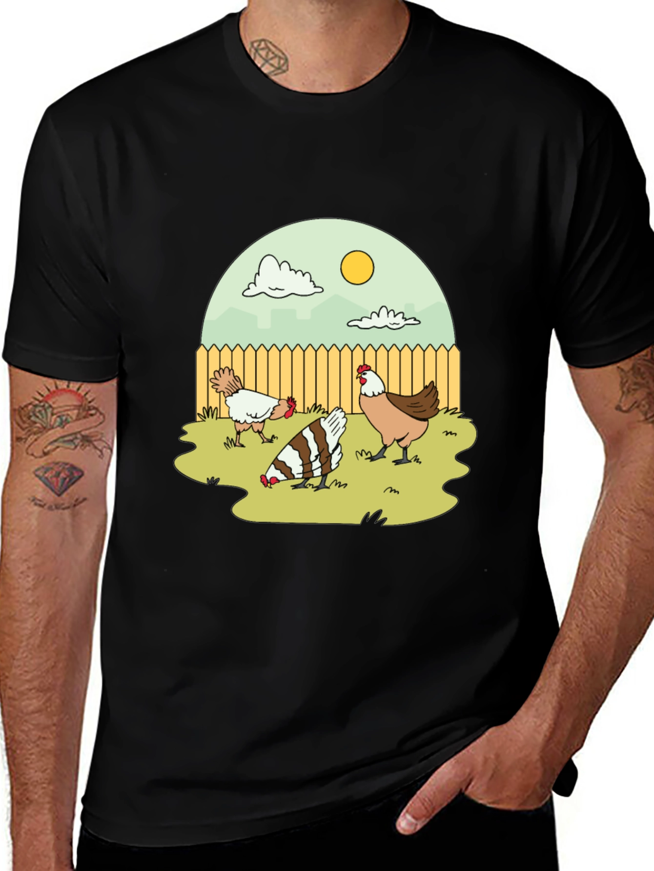 Variant 21 of Funny Chicken Yard T-Shirt