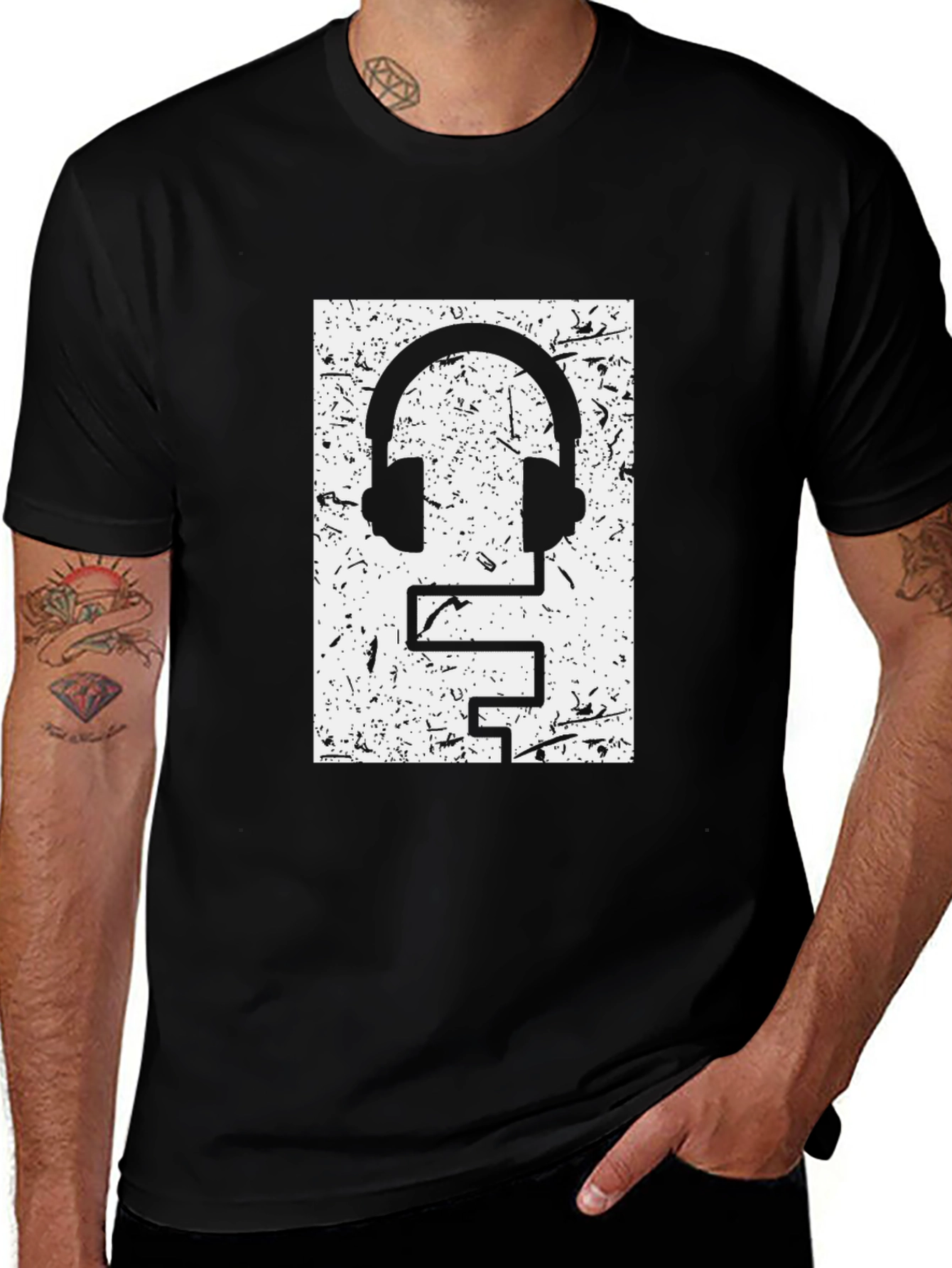 Variant 22 of Headphone Graphic Black T-Shirt