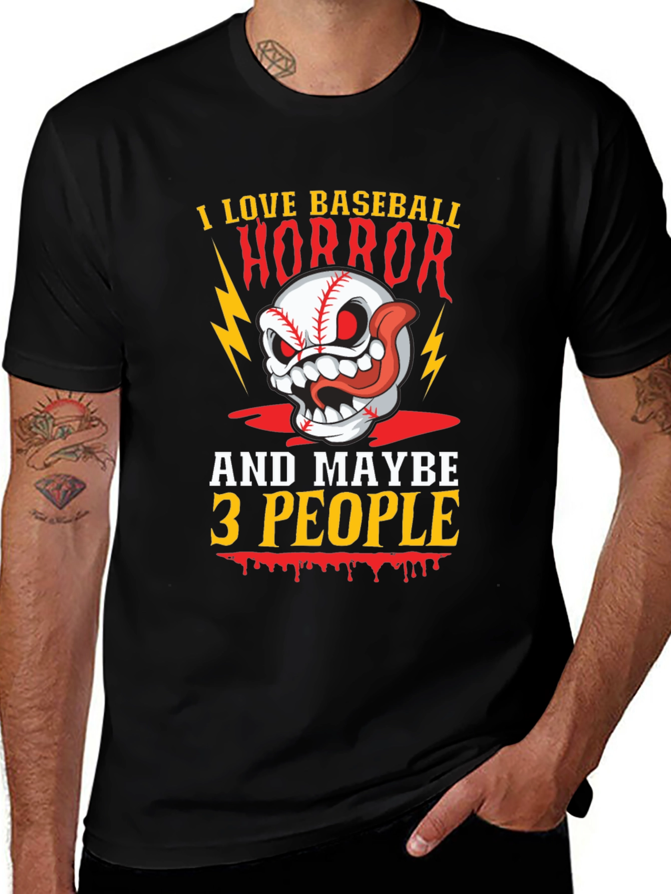 Variant 23 of Baseball Horror Fan T-Shirt - Love Baseball & Horror Tee