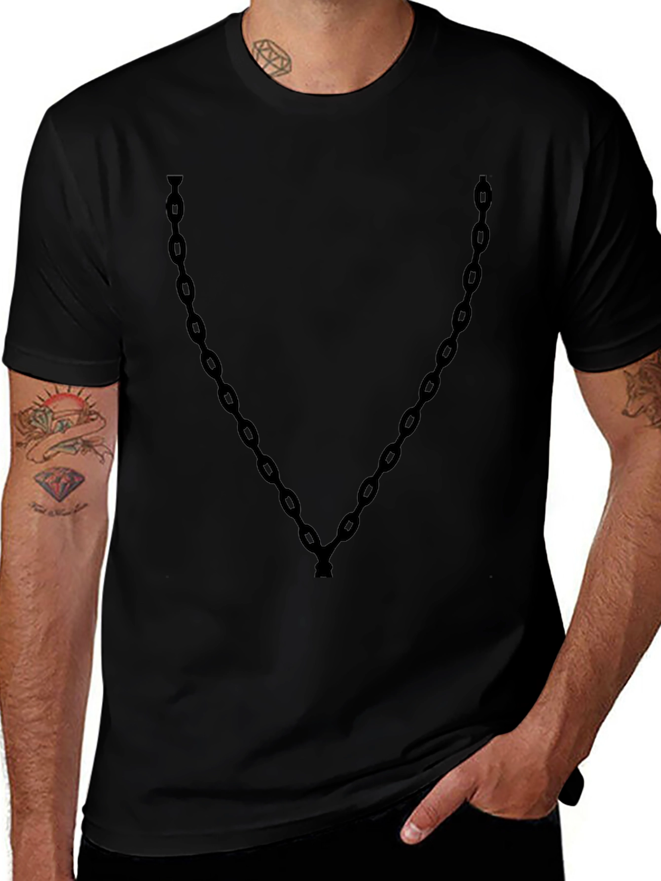 Variant 7 of Chain Graphic T-Shirt - Stylish Black Tee