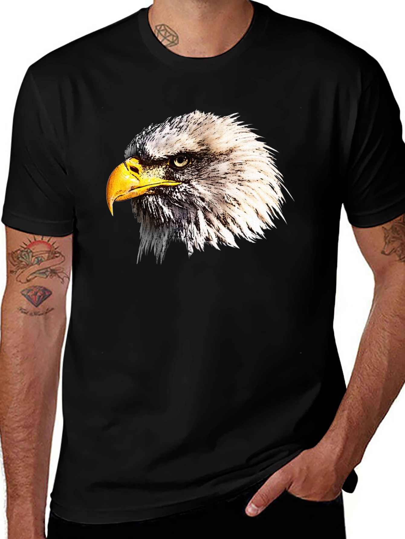 Variant 4 of Bald Eagle Graphic Tee - Black T-Shirt