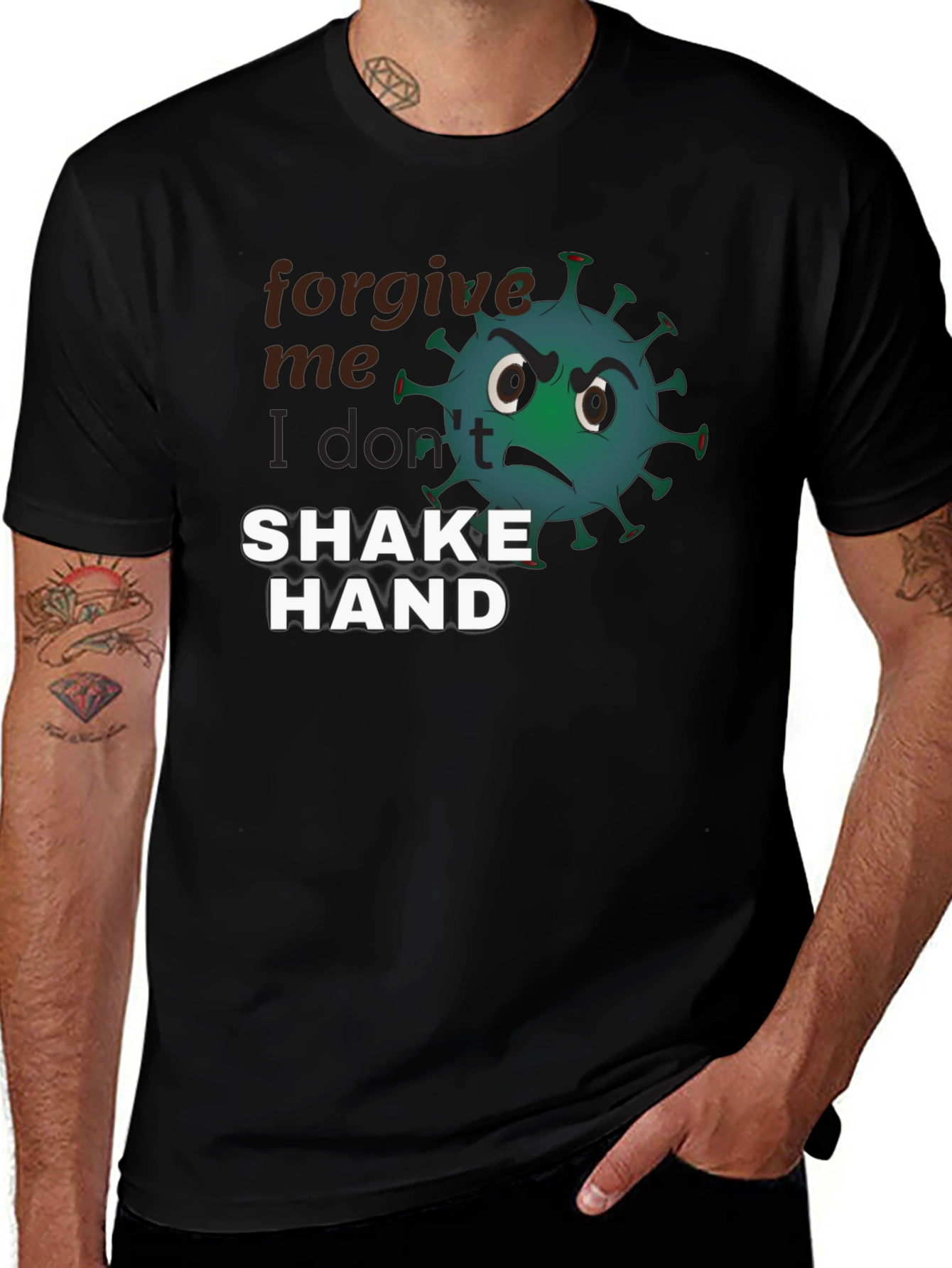 Variant 9 of Forgive Me T-Shirt - I Don't Shake Hand Novelty Tee