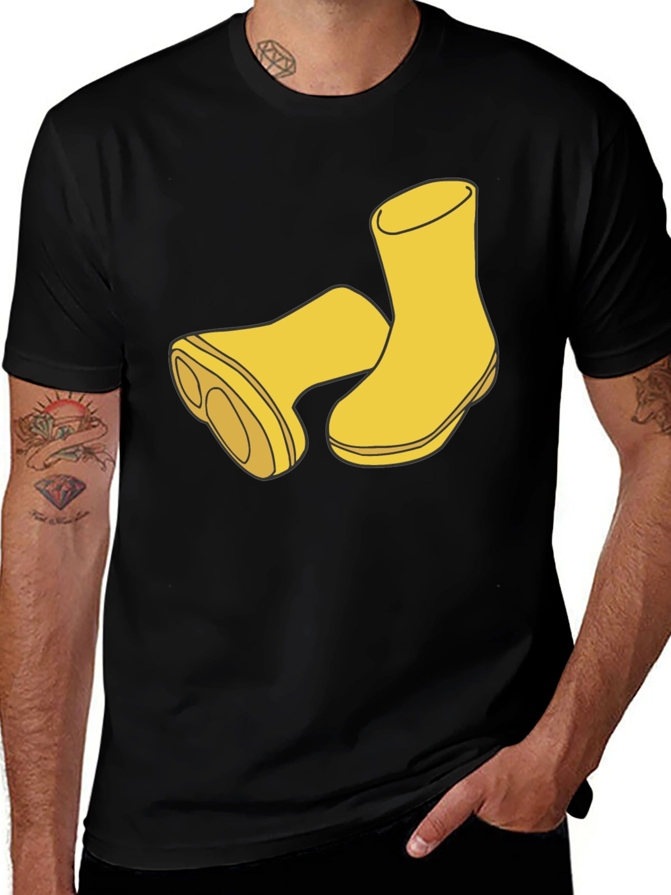 Variant 18 of Rain Boot Graphic Tee - Stylish Black Cotton T-Shirt
