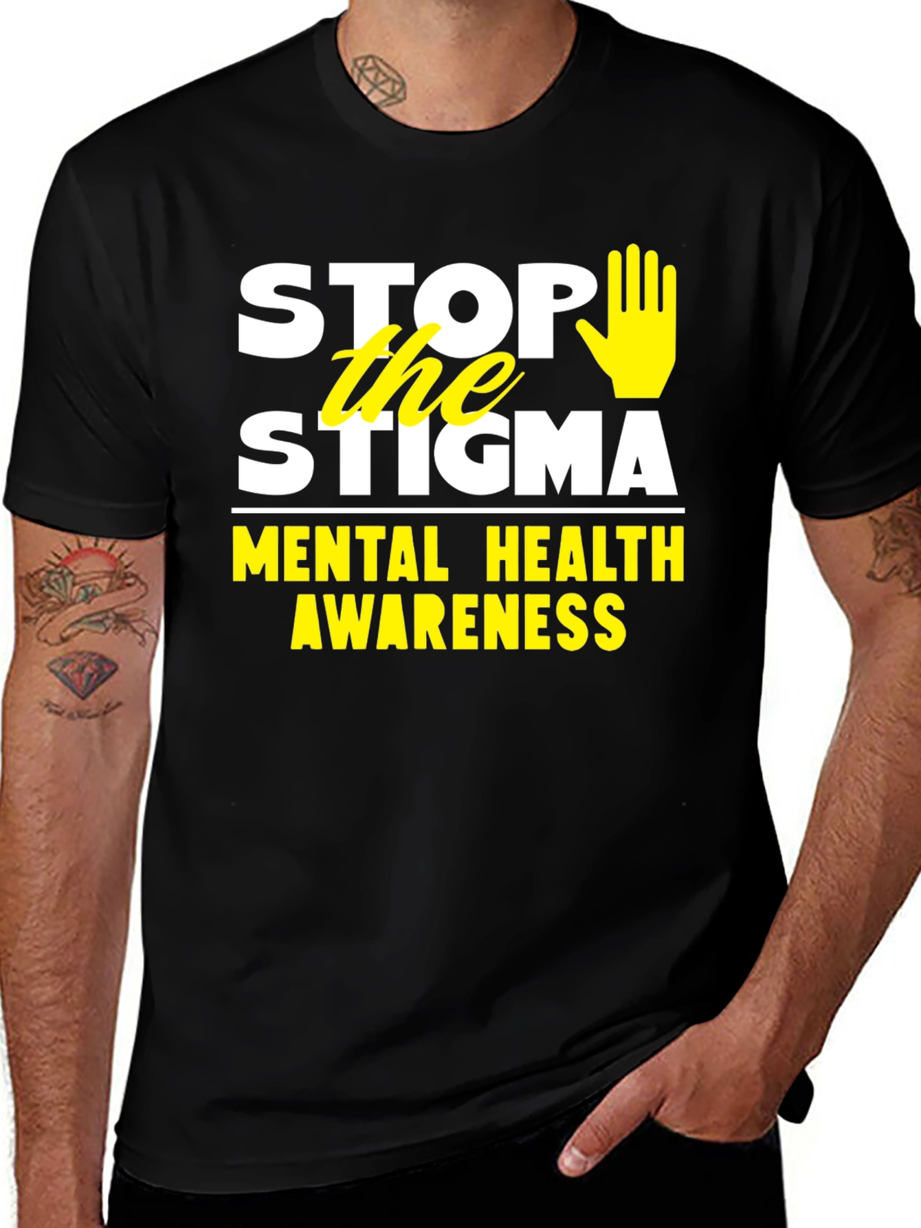 Variant 2 of Stop the Stigma Mental Health Awareness Black T-Shirt