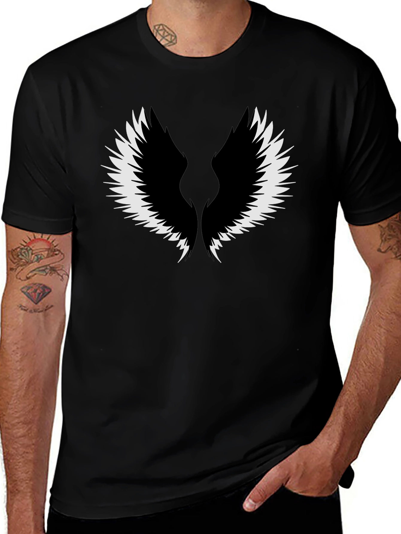 Variant 24 of Wings Graphic Tee - Black Cotton Comfort