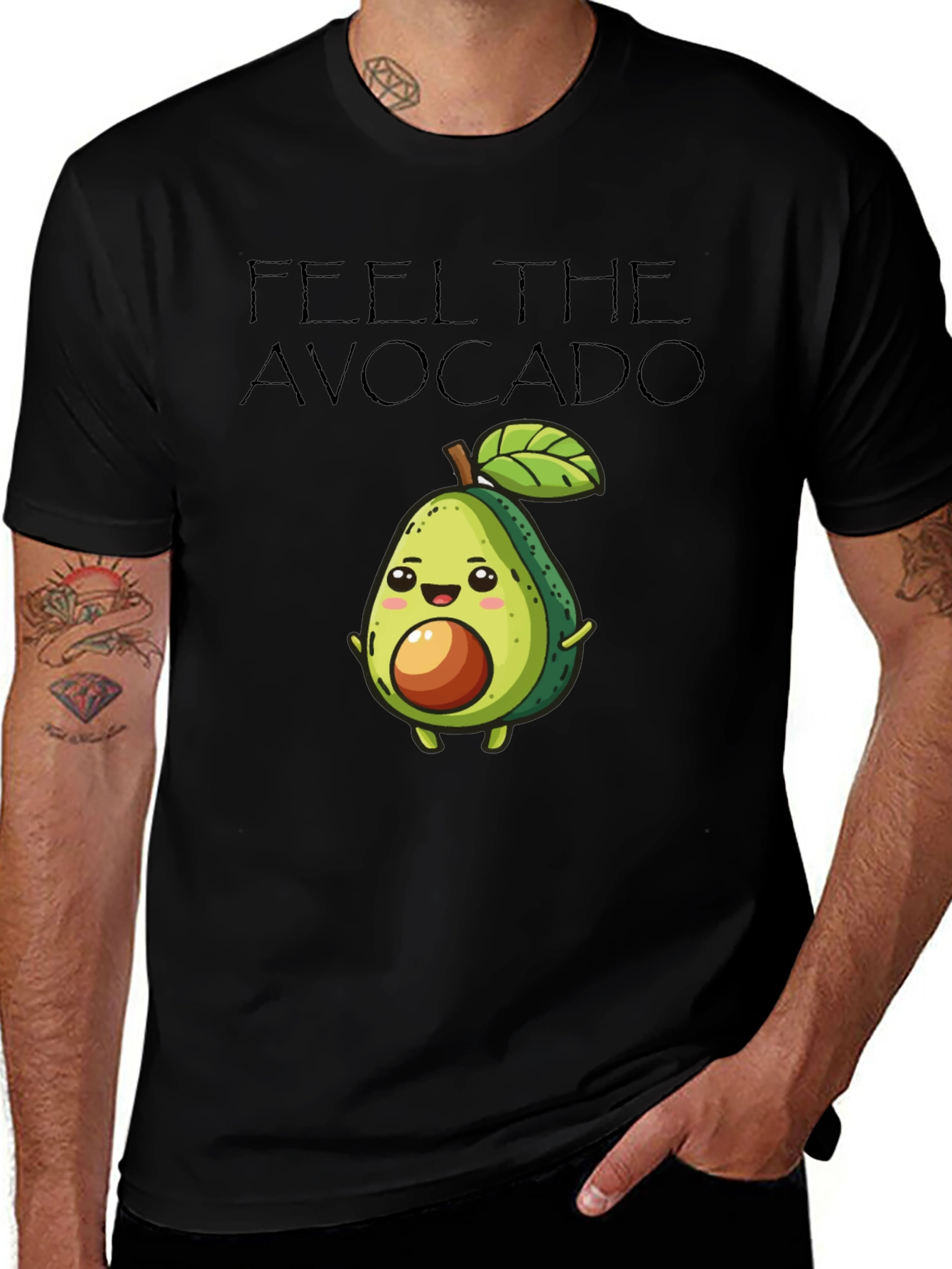 Variant 24 of Feel The Avocado Graphic Black T-Shirt