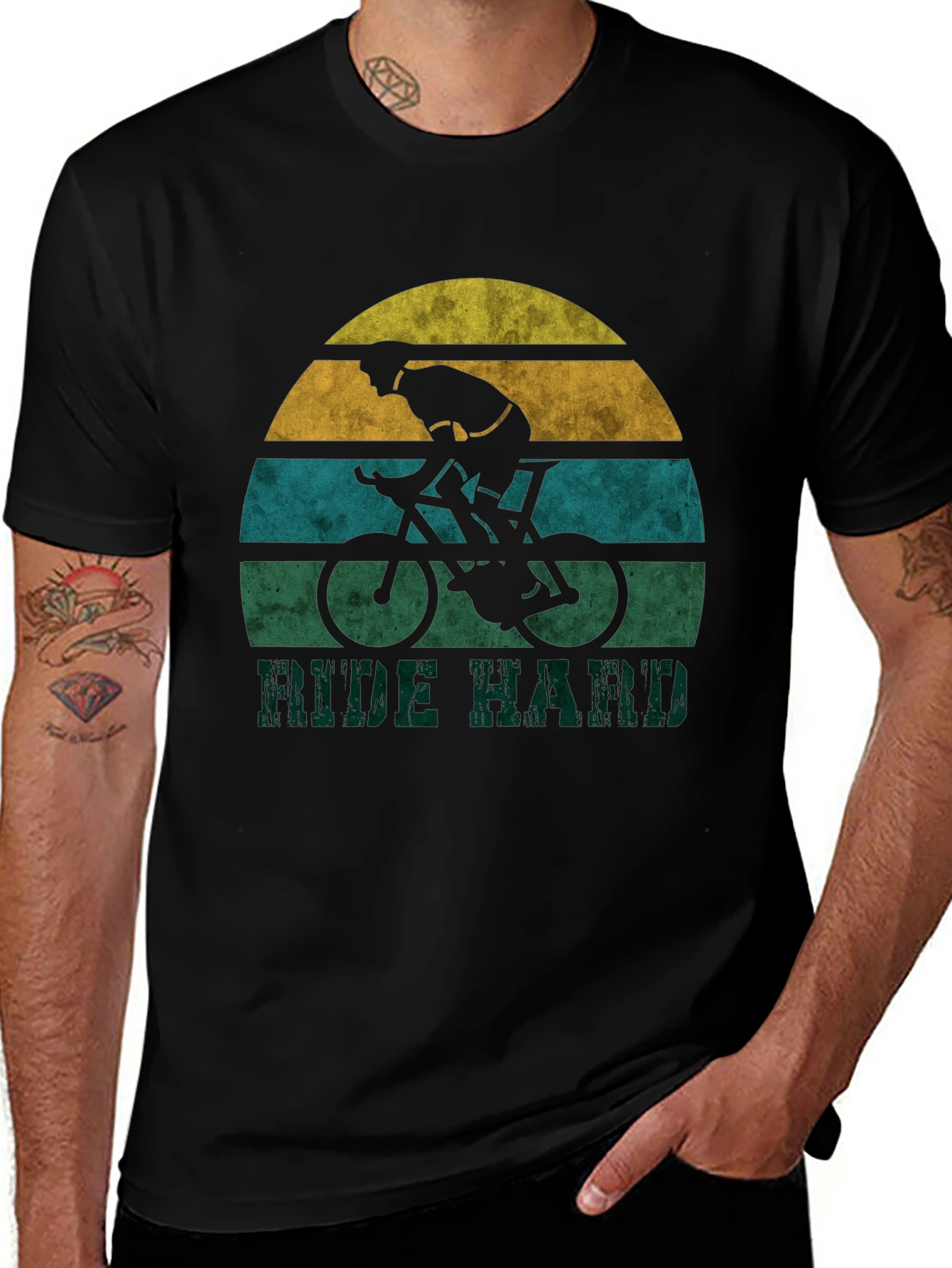 Variant 2 of Vintage Cyclist T-Shirt - Ride Hand Graphic Tee
