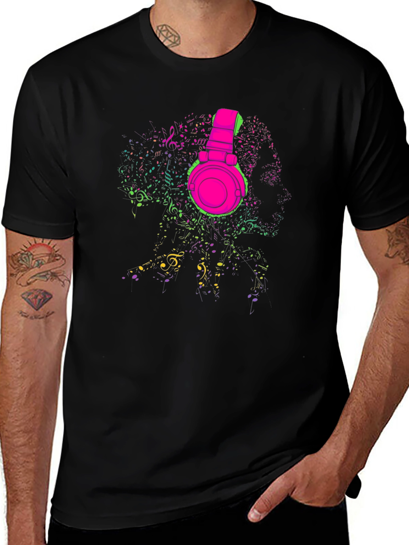 Variant 13 of Neon Music Headphones Graphic T-Shirt