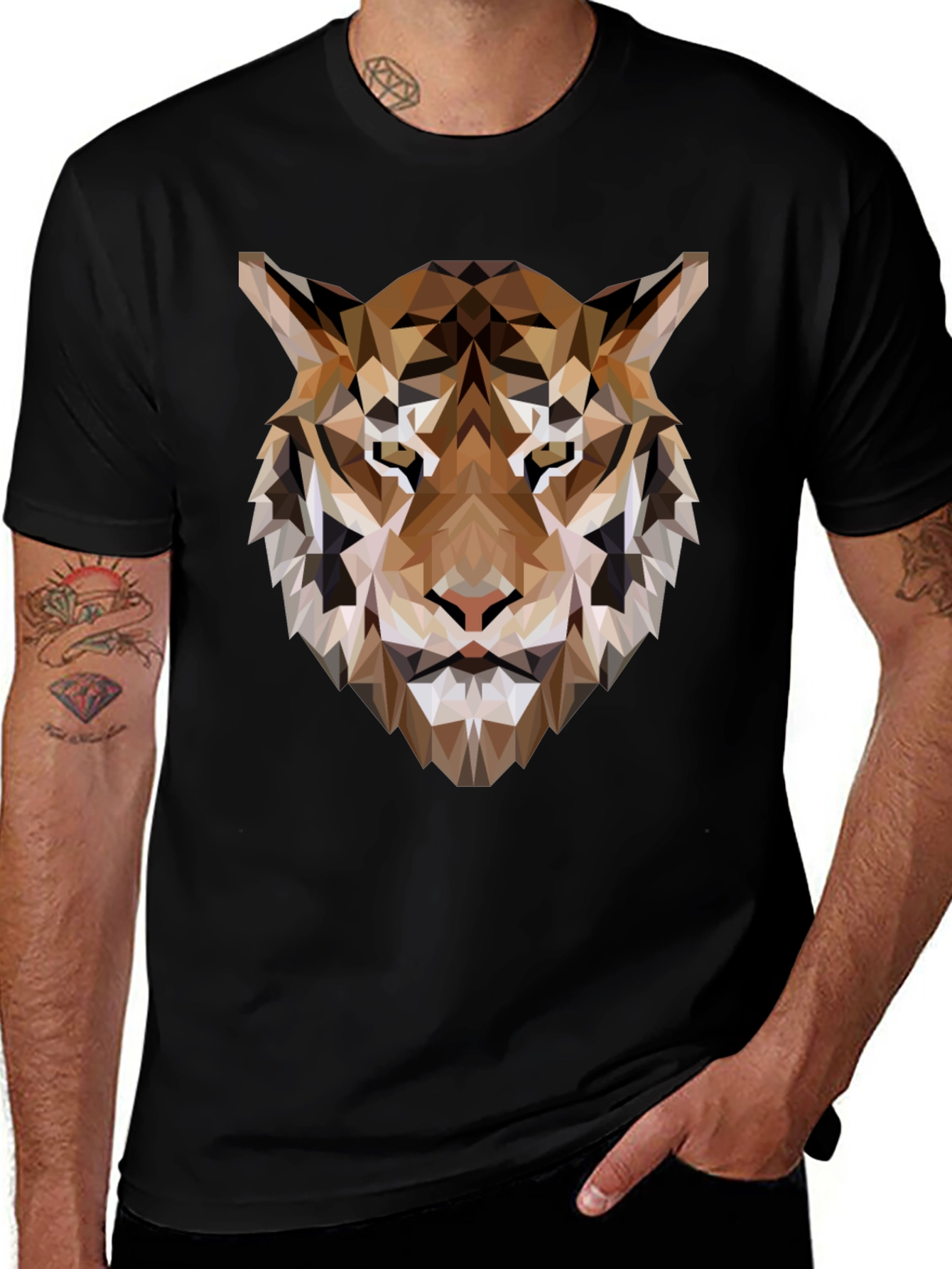 Variant 15 of Geometric Tiger Graphic Tee - Modern Style