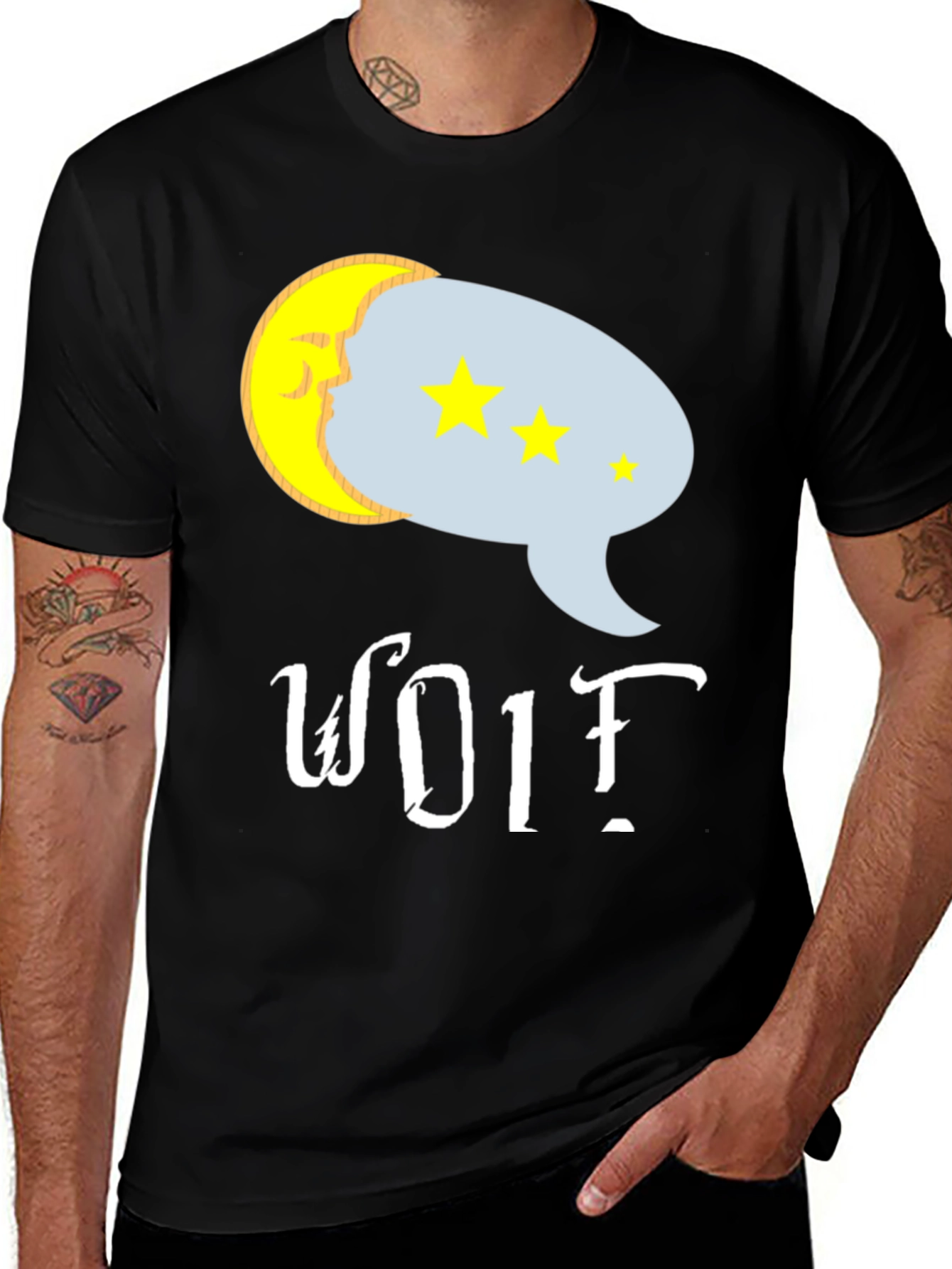 Variant 19 of Wolf Dream T-Shirt - Moon & Star Design Tee