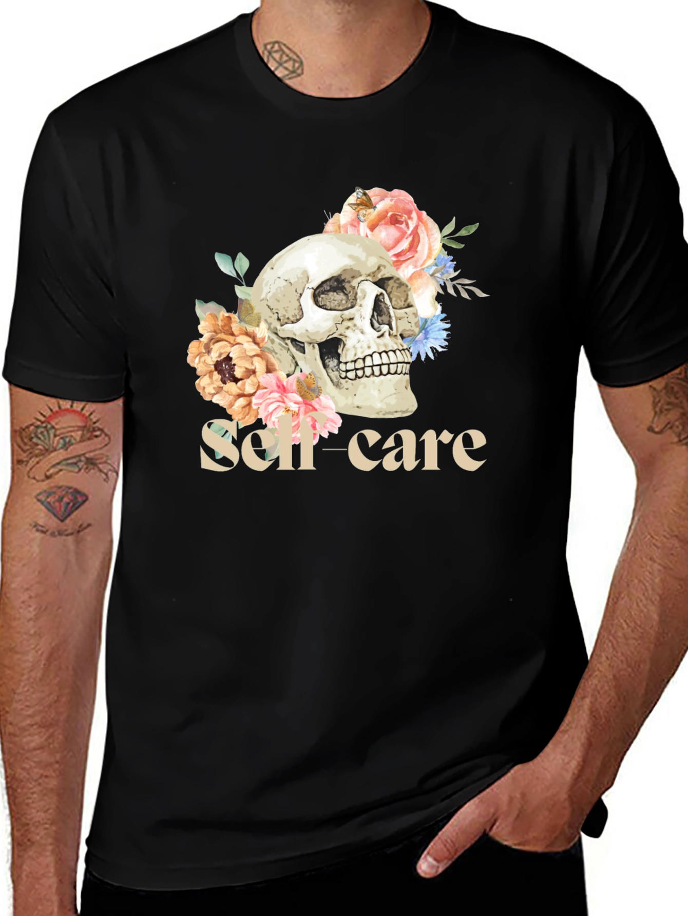 Variant 27 of Skull Floral Self Care T-Shirt