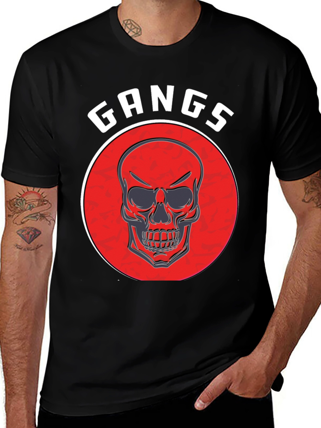 Variant 6 of Gangs Skull Graphic Black T-Shirt