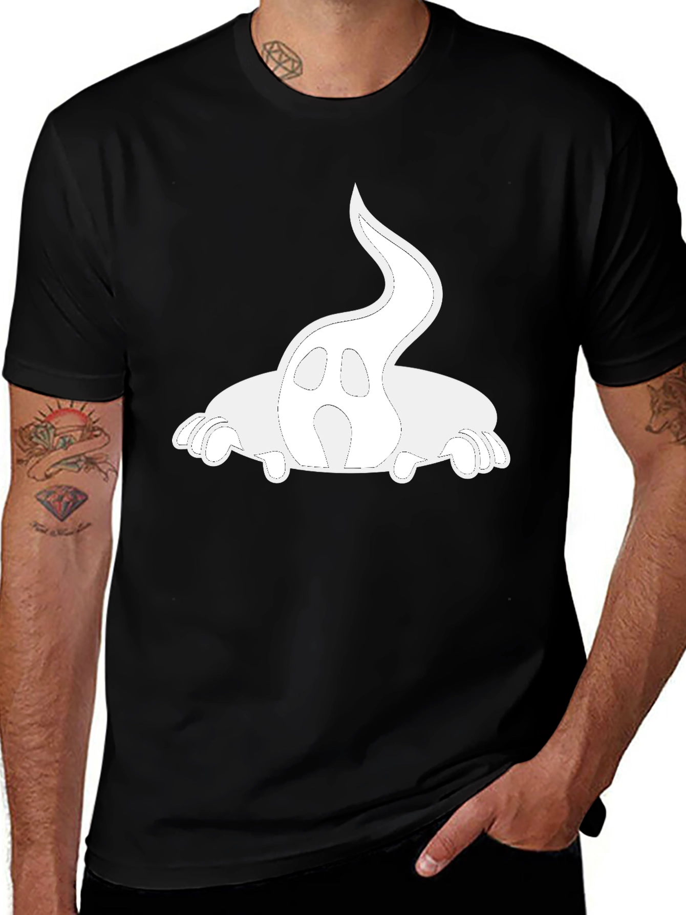 Variant 2 of Ghost Graphic Print Black T-Shirt